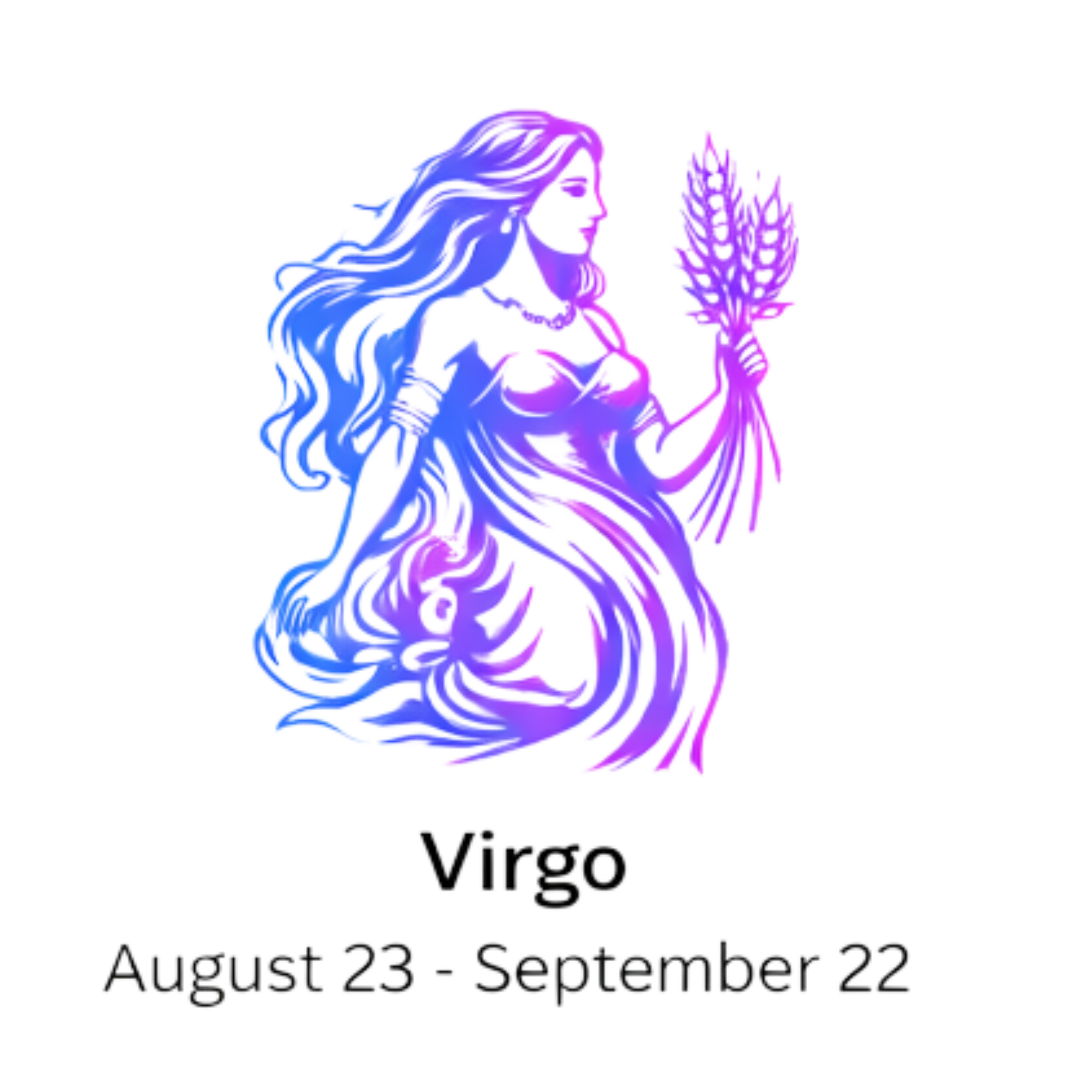 Young woman holding sheaths of wheat. Virgo Astrology Zodiac Sign. Made by a Real Witch Horoscopes.