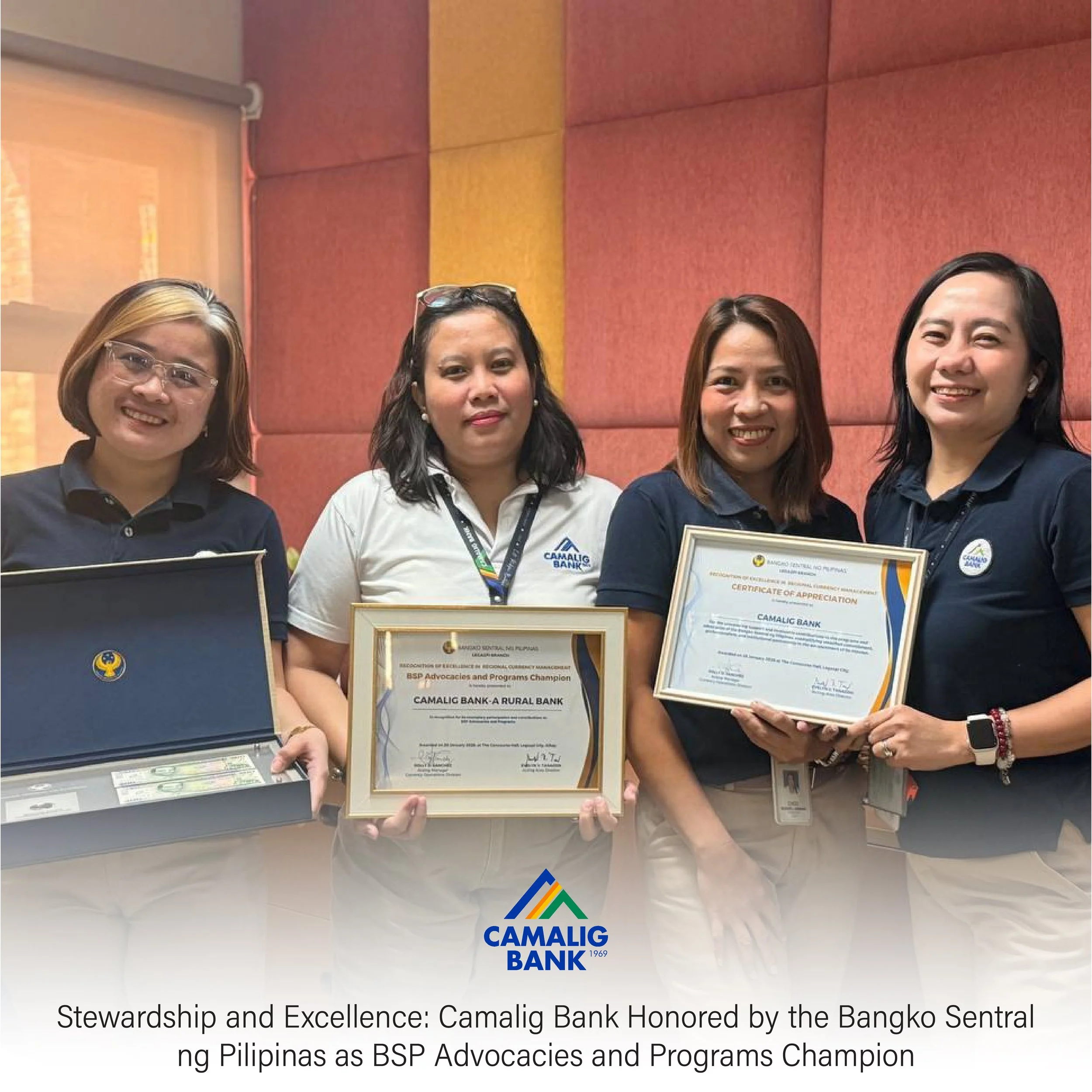 Stewardship and Excellence: Camalig Bank Honored by the Bangko Sentral ng Pilipinas as BSP Advocacies and Programs Champion