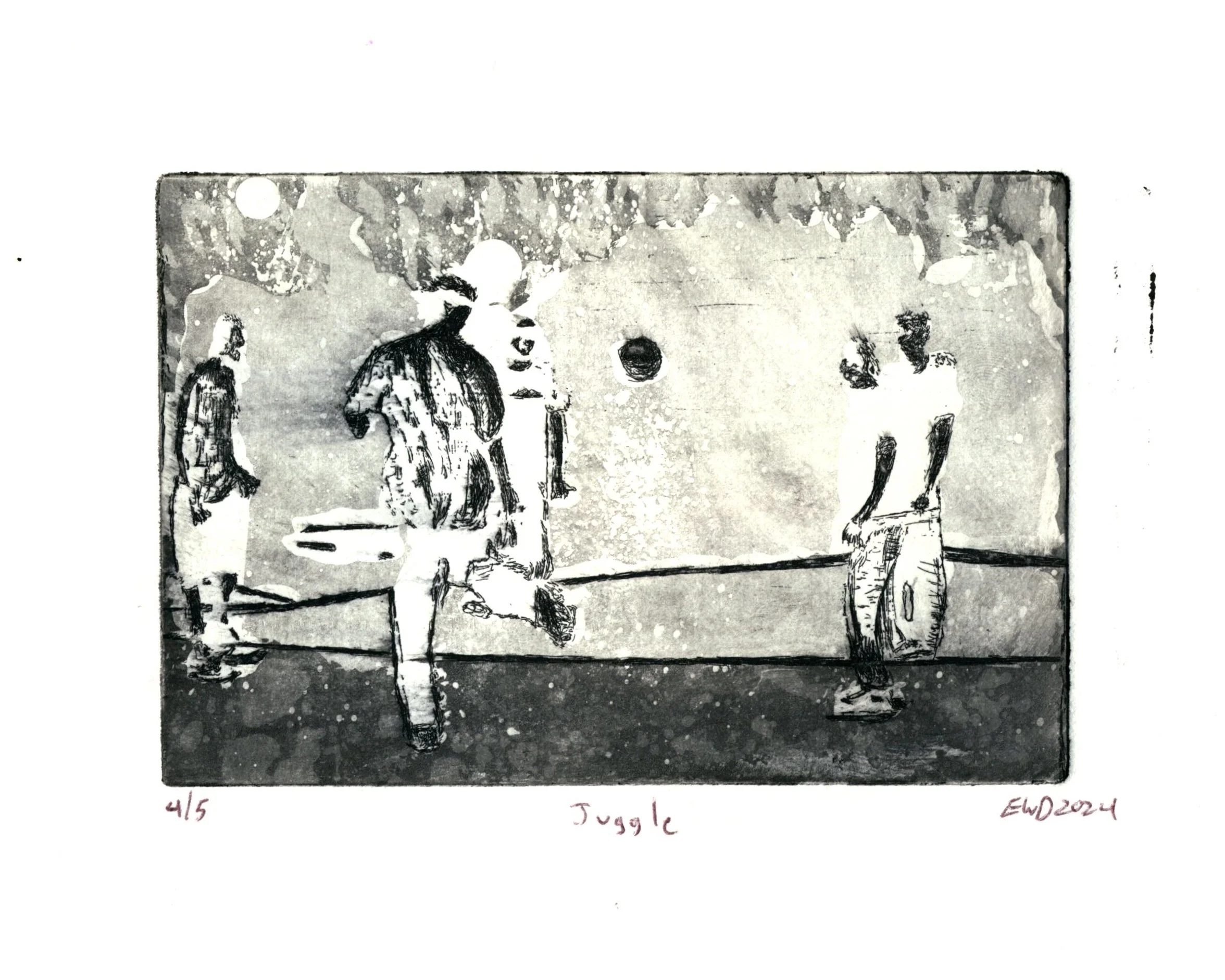 'Juggle' Negative-Style Etching