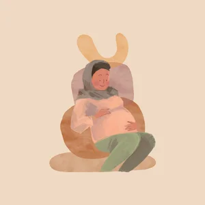 Pregnant woman resting illustration