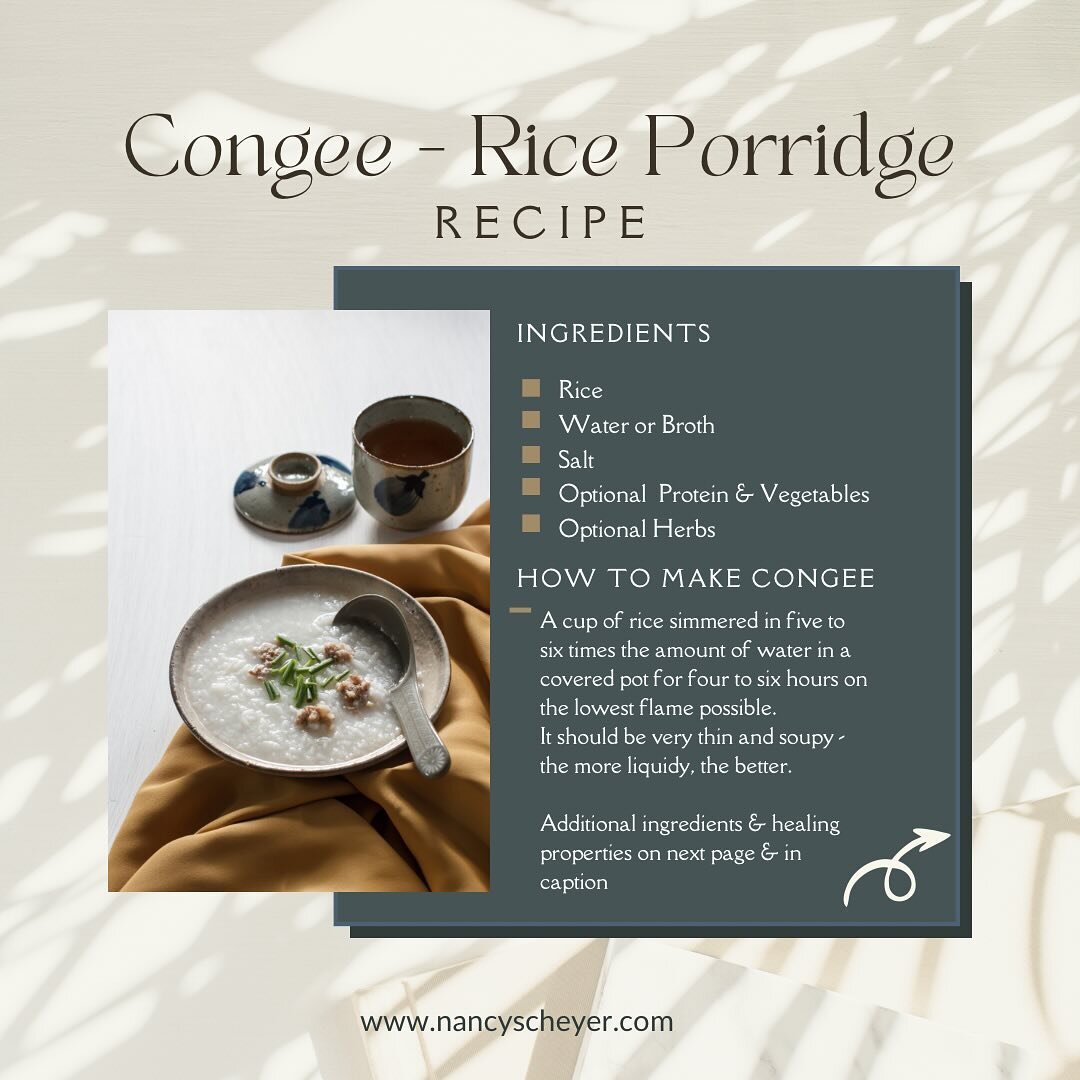 🍁Congee is my favorite medicinal food from East Asian Medicine. It is easy to make and the recipe allows for unlimited variations for any condition. You really can't go wrong with this dish. 
🍁What is Congee?
Congee is rice porridge - a soupy rice 
