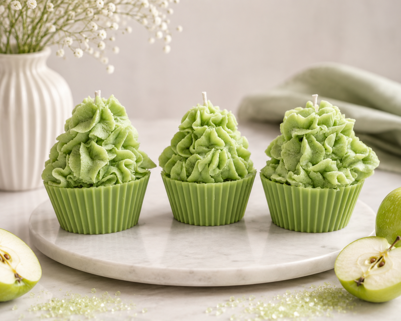 🍏 Sweet Apple Cupcake Candle