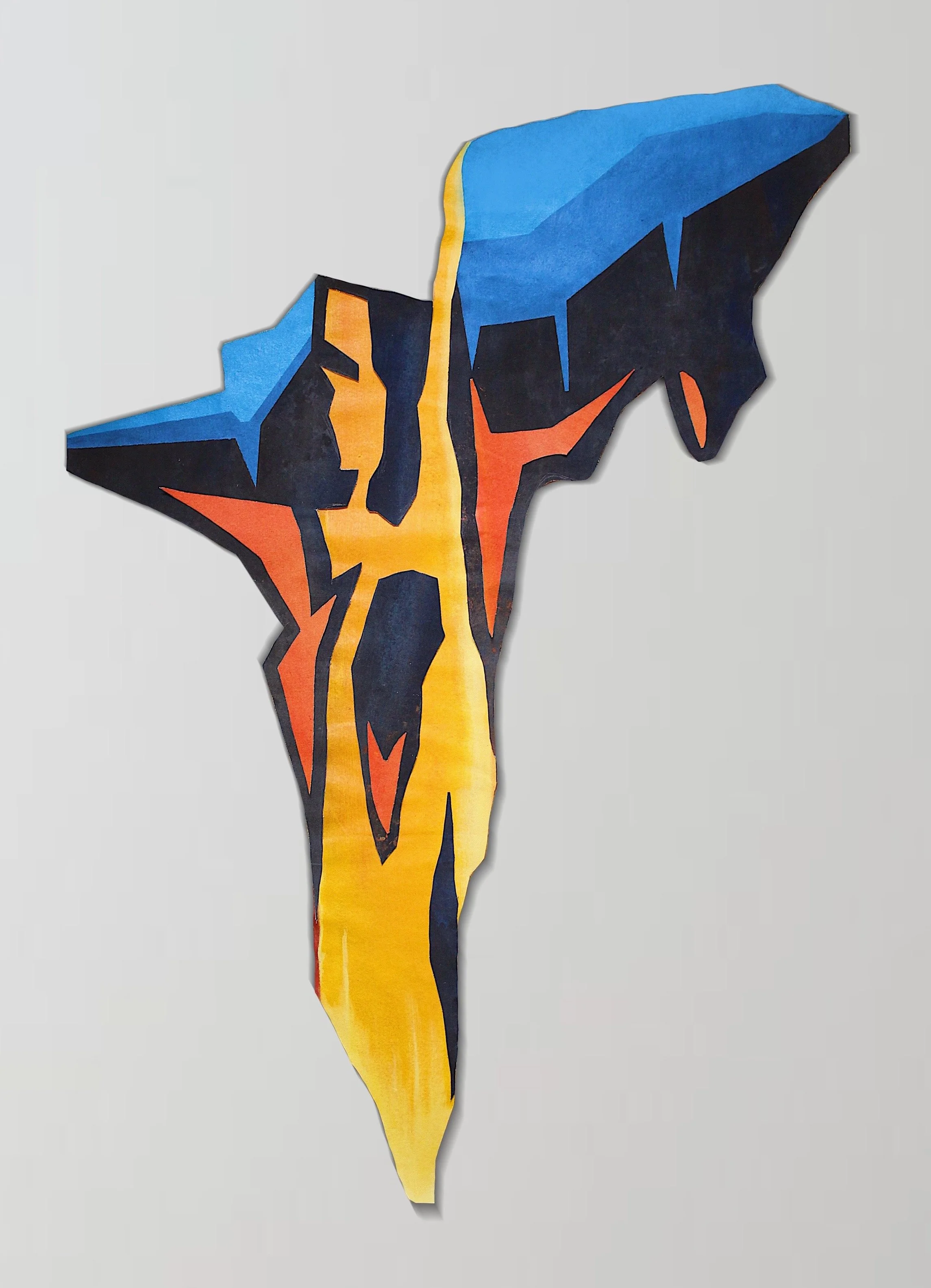 "The Melting Point" (2021), Collage of acrylic on unprimed canvas pieces, 51" x 36".