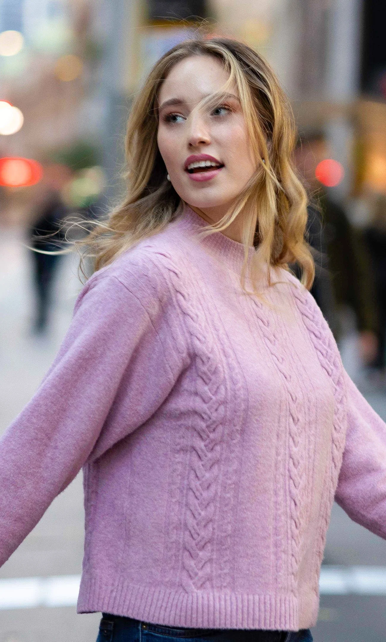 Female model photoshoot on location in Sydney CBD crossing street