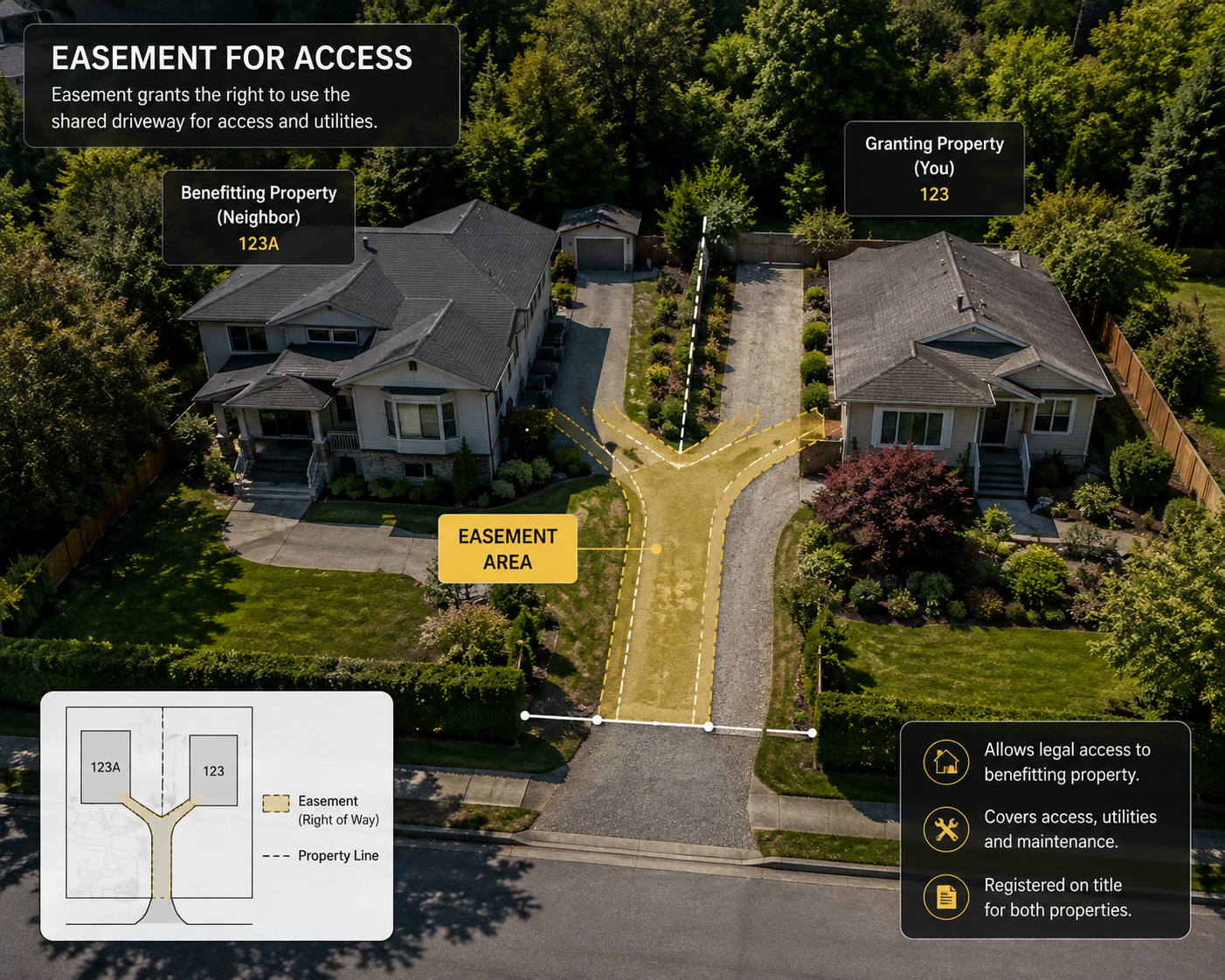 a simple diagram of a situation where an easement survey would be useful