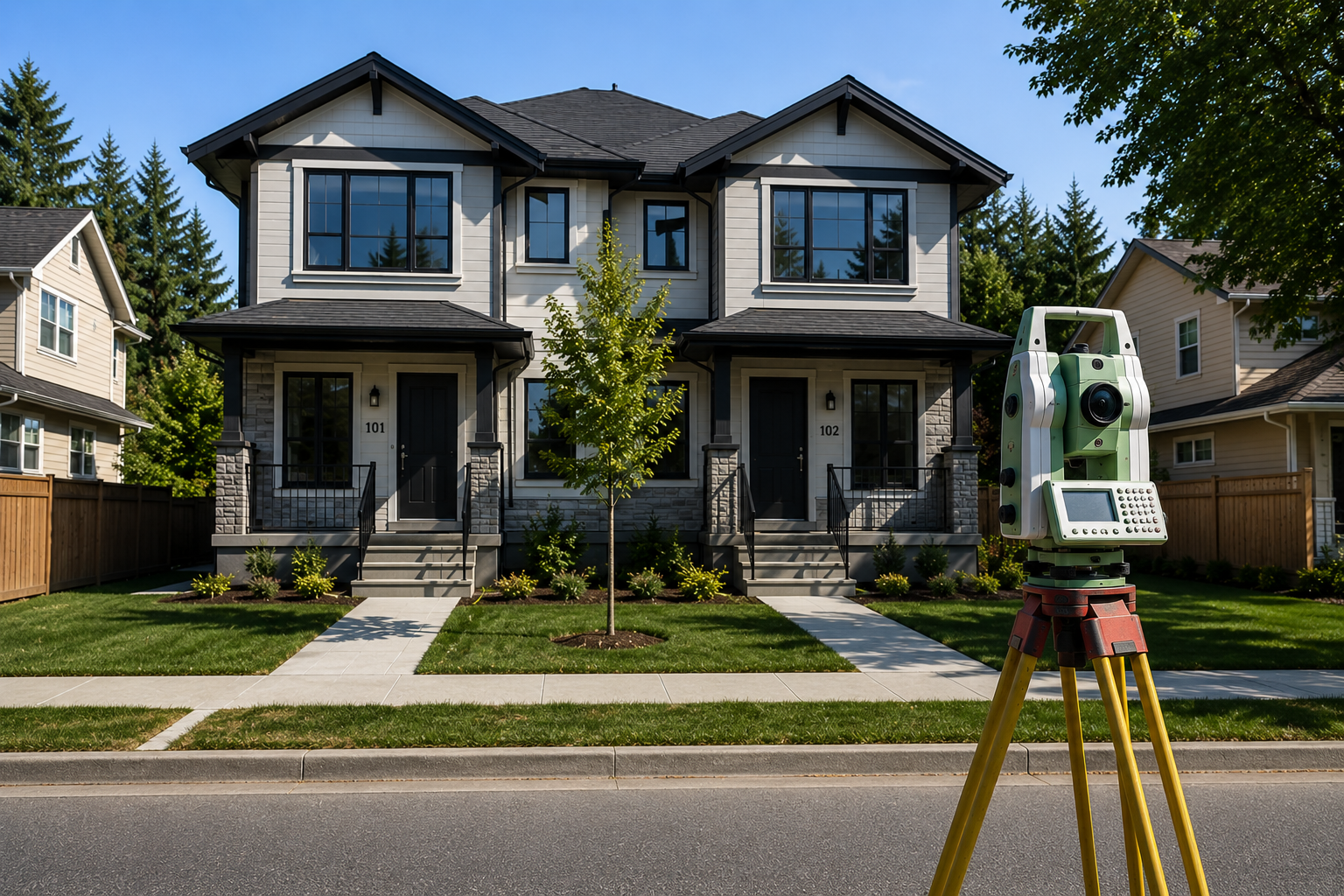 Survey of a multi family strata development