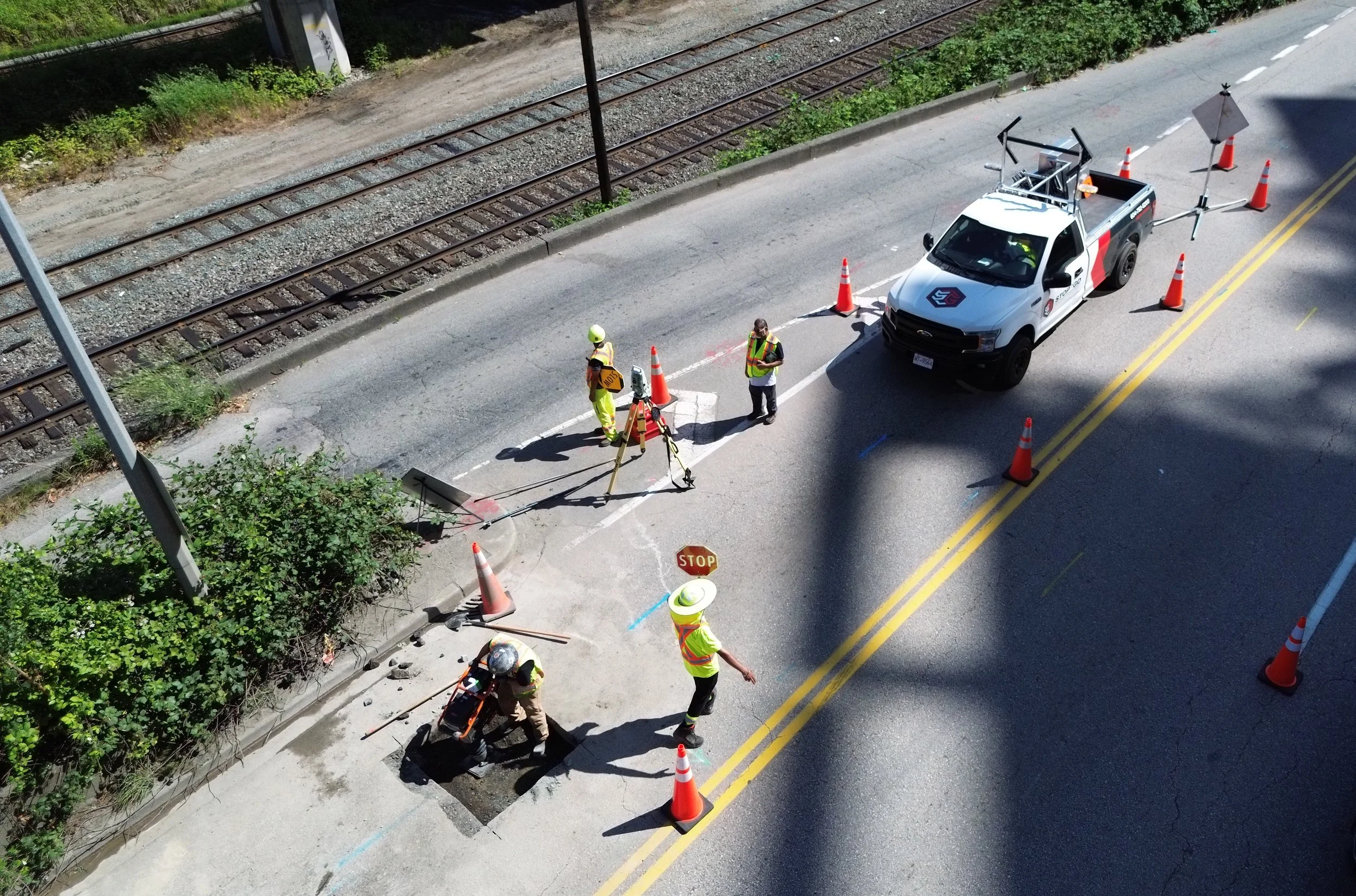 Surveyor working on an As-built Survey