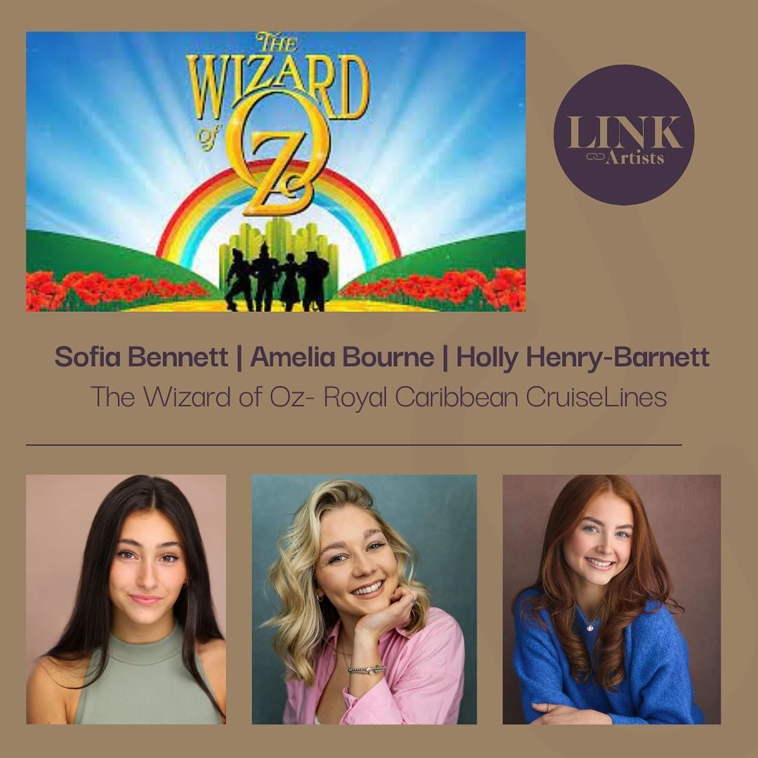 We have three wonderful clients who are joining the cast of The Wizard of Oz onboard the Icon of the seas for @rccltalent @sofiabennett05 as Barrister Cover Dorothy, @amelia.jane.x as Swing and @holly.henryx as ensemble. I am so proud of you, my Icon
