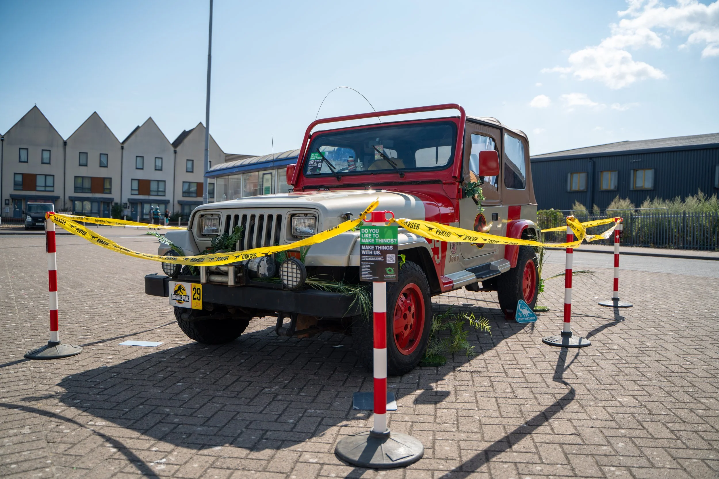 Jurassic Park Jeep displayed outside Cardiff City Stadium