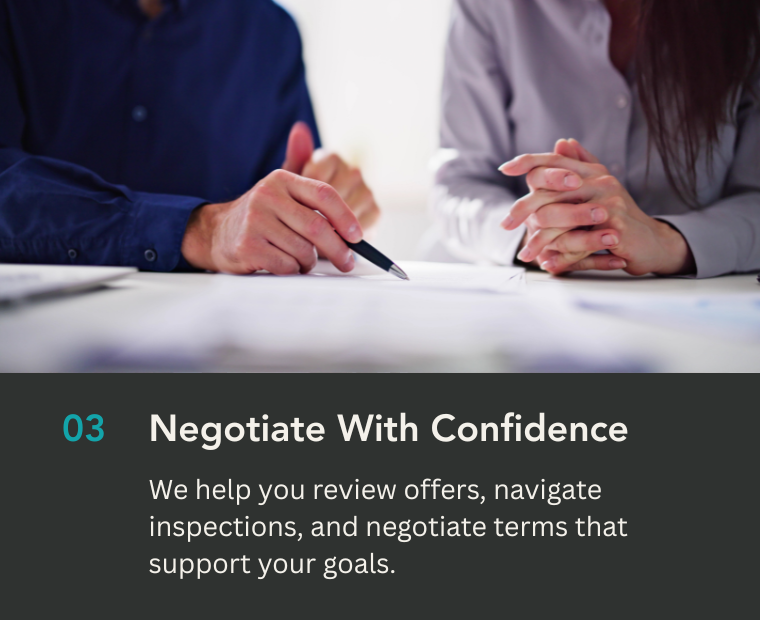 Home sellers reviewing an offer and negotiation terms