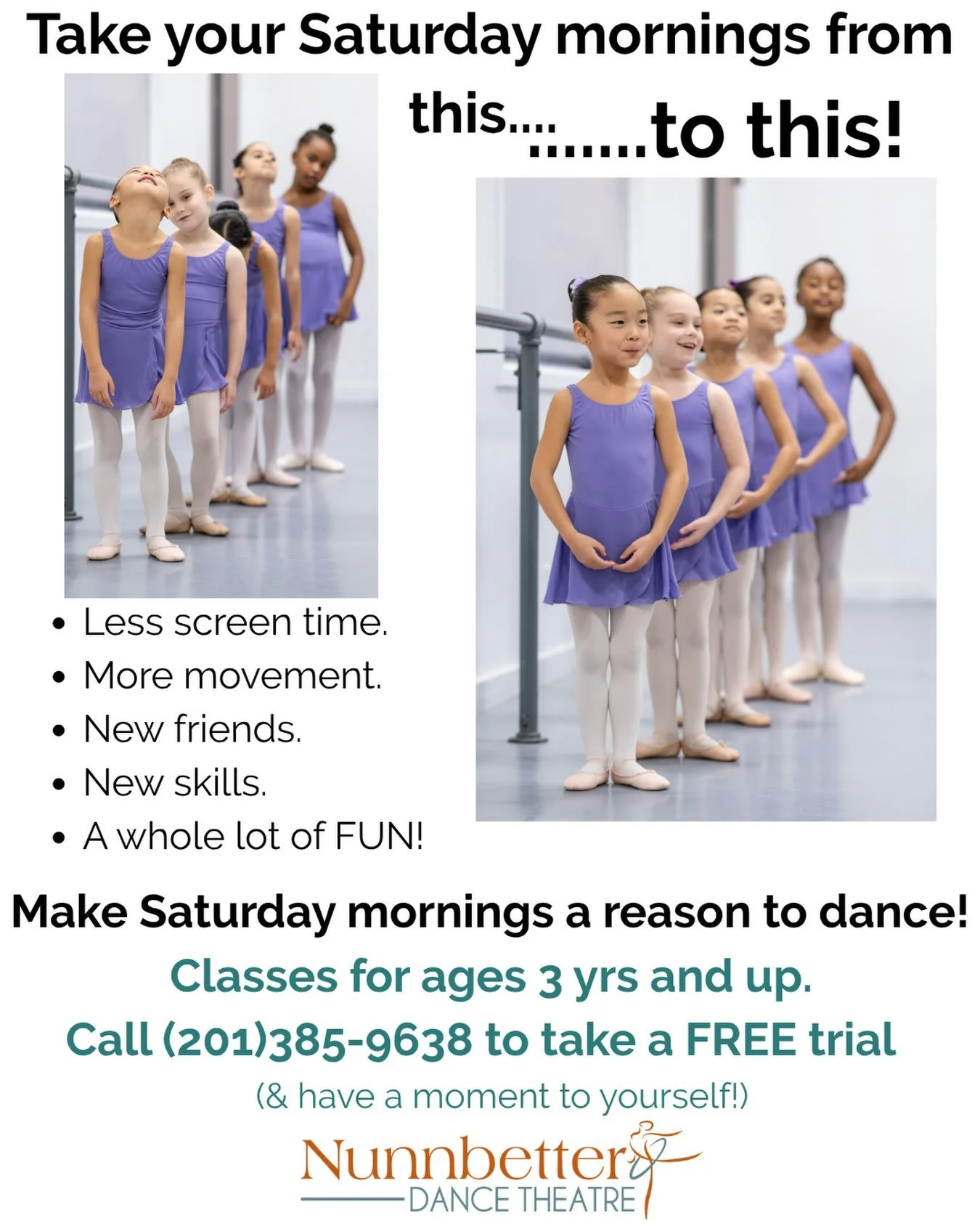 What are you waiting for! #ballet #timeforyourself #coffeetime #danceclassesforkids #nunnbetterdancetheatre