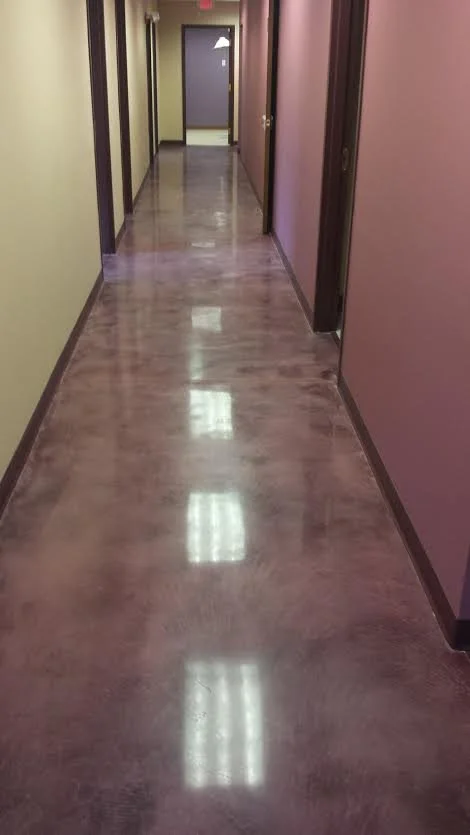 High-gloss polished concrete floor for residential or commercial space