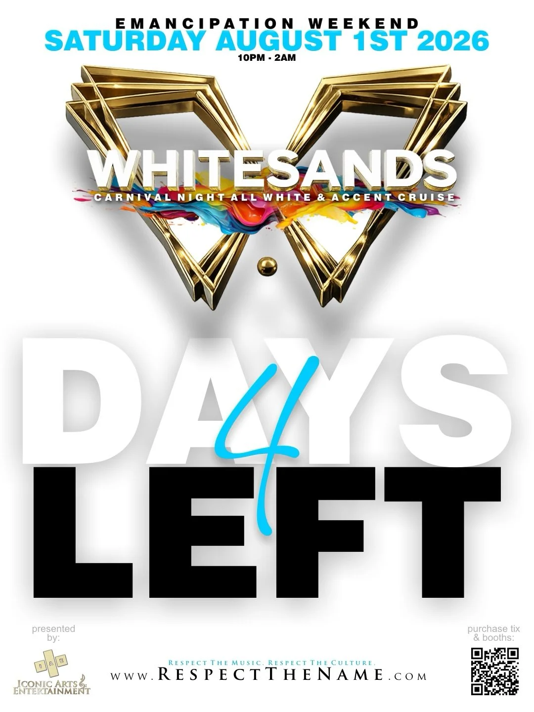 The countdown to WHITESANDS is ON!
USE YOUR FAV DJ&rsquo;s DISCOUNT CODE TO SAVE THE SERVICE CHARGES!!!
Tickets available at: 
&bull; Eventbrite 
&bull; TicketGateway
&bull; TorontoLime.com

RespectTheName.com/tickets (🔗in Bio)
