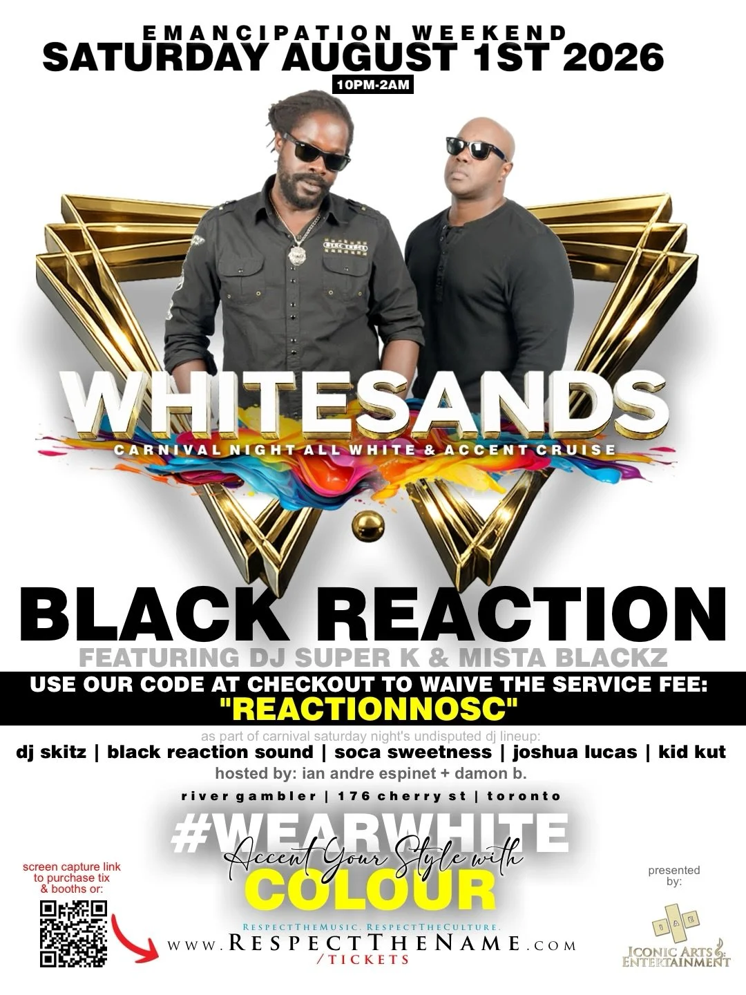 Seh it&rsquo;s Black Reaction ⏰⏱️⏲️⌚️⏳⌛️🕰️

Black Perfection returns to WHITESANDS this Carnival Saturday. 

Last year @mistablackz.reaction was the star of the night alongside his selector @super.k.fitness - and had @thisiskitz @djsocasweetness @ki