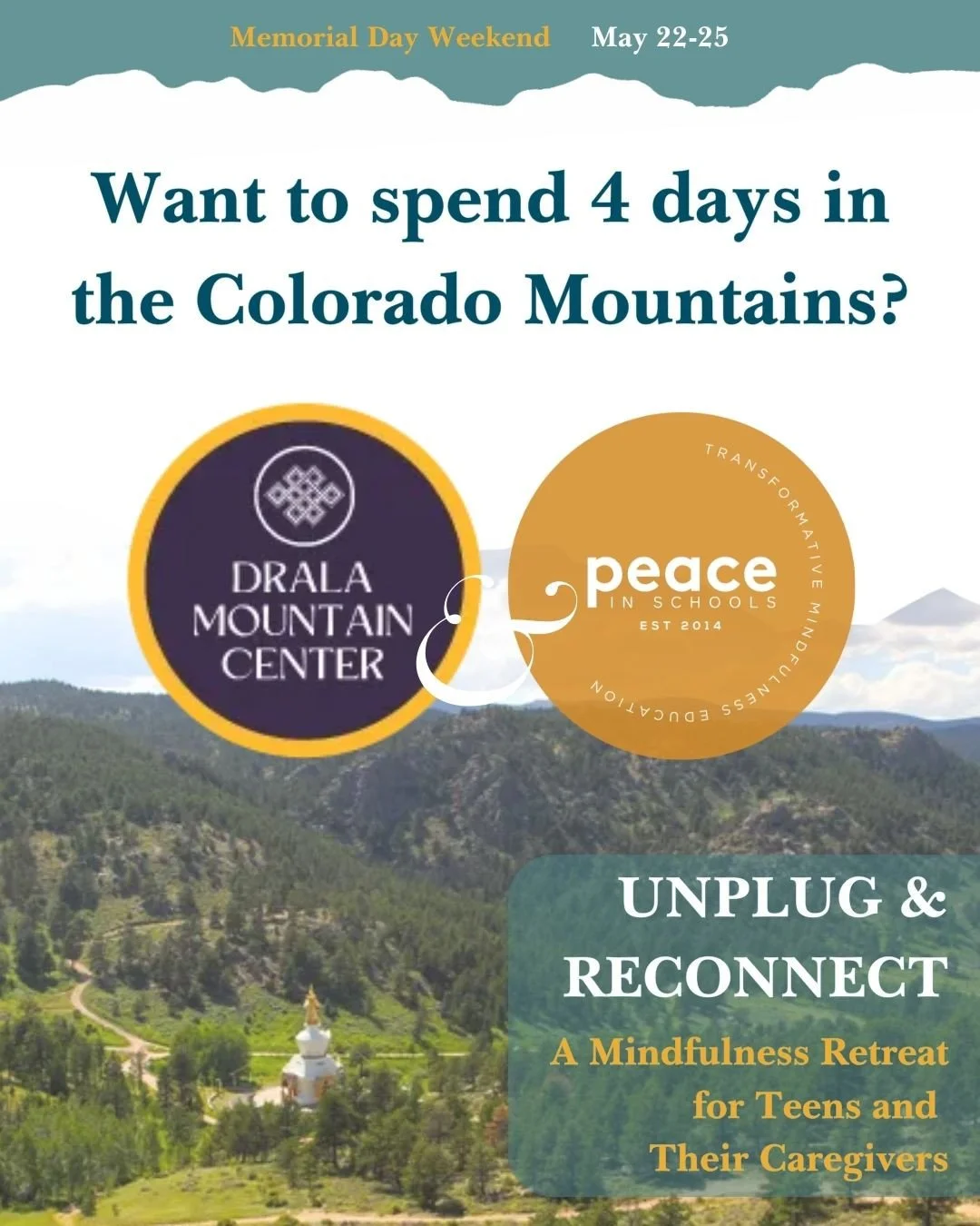 Looking for a meaningful way to spend Memorial Day Weekend? Join our teachers Hilda Cruz Guiao &amp; Maggie Steele for a 4-day retreat at Drala Mountain Center in Red Feather Lakes, Colorado.🌄⁠
⁠
Designed for teens (ages 13&ndash;18) and the adults 