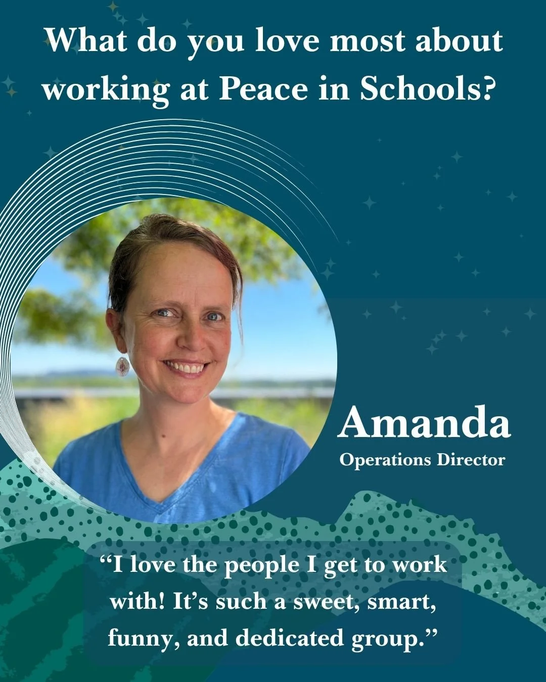 Meet our amazing Operations Director Amanda!! ⁠
⁠
Amanda has been working with Peace in Schools before we were officially Peace in Schools 💥 She is the one who keeps things organized and running. Thank you Amanda for bringing thoughtfulness, determi