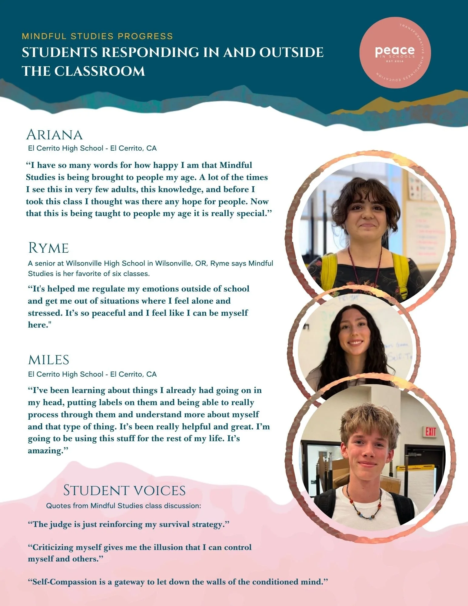 Mindful Studies Progress Report — PEACE IN SCHOOLS