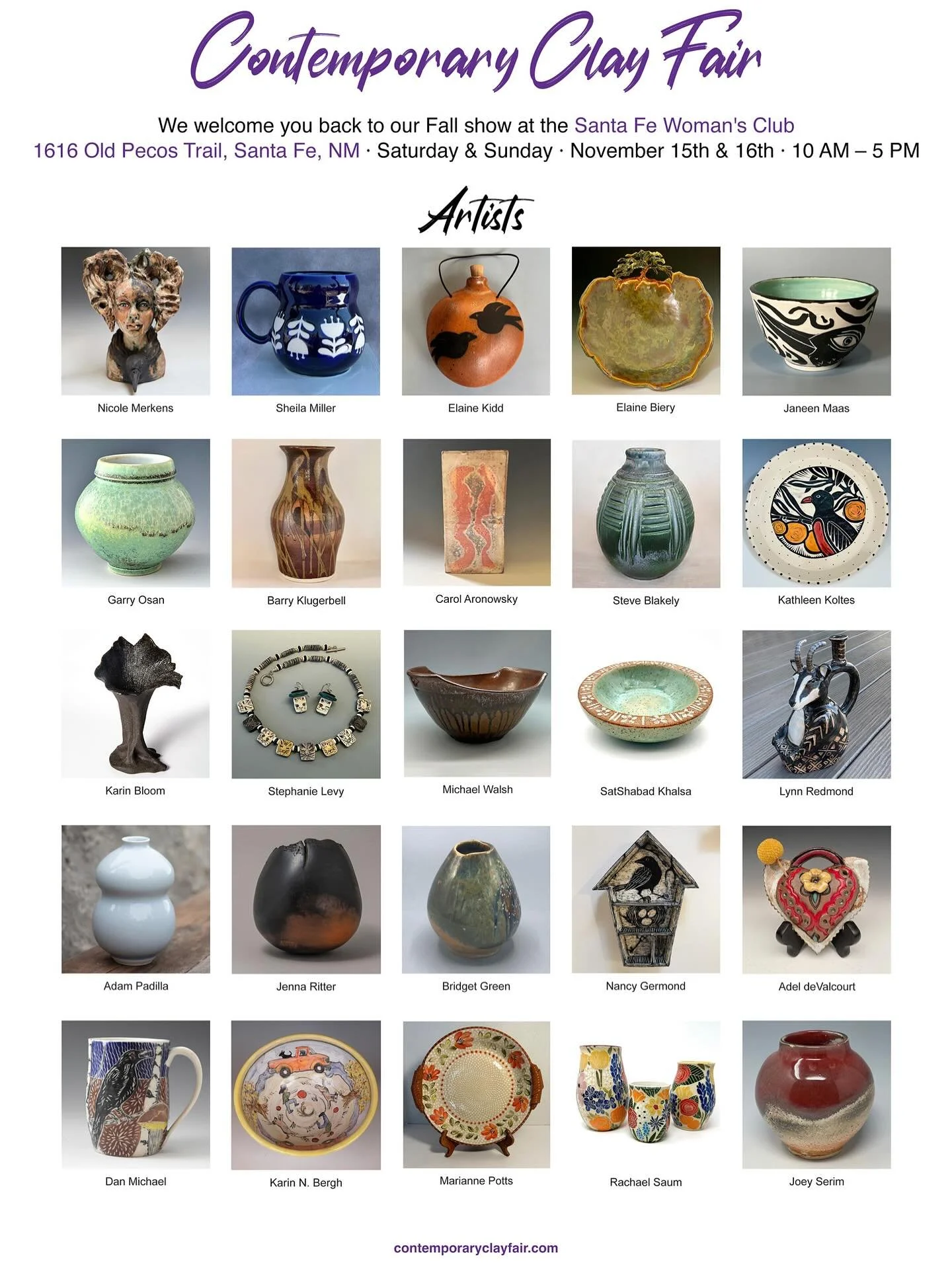 Nov 15-16 -Santa Fe women&rsquo;s Club . 10am-5pm See you there!