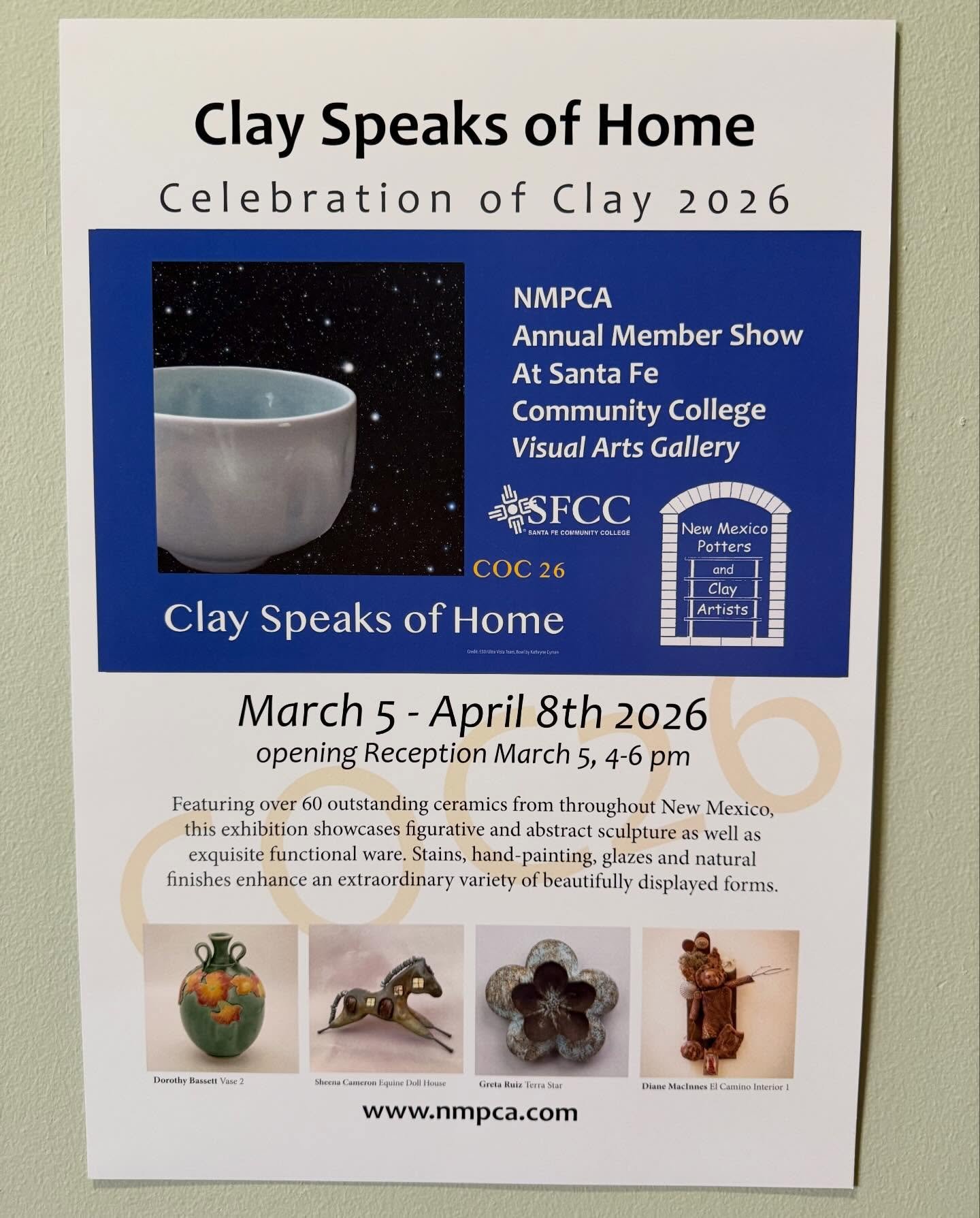 Com on out to the Santa Fe Community College tonight from 4-6pm for the opening of &ldquo;Clay Speaks of Home&rdquo;. #santafeartscene #clay #artofsantafe