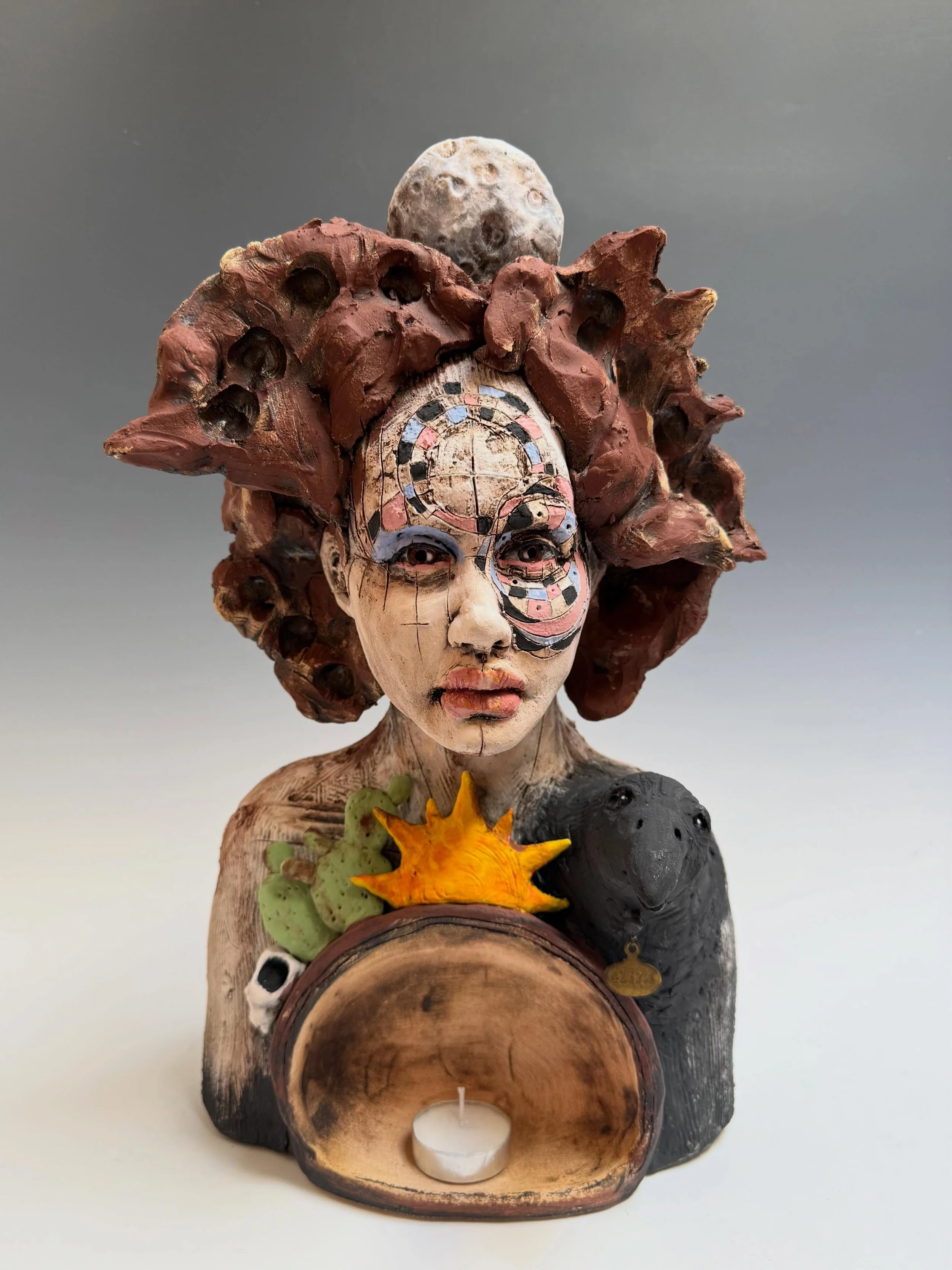 &ldquo;She Danced Between Worlds&rdquo; 15&rdquo;hx10&rdquo;wx8&rdquo;d #nicolemerkenssculpture #santafeartist #clay