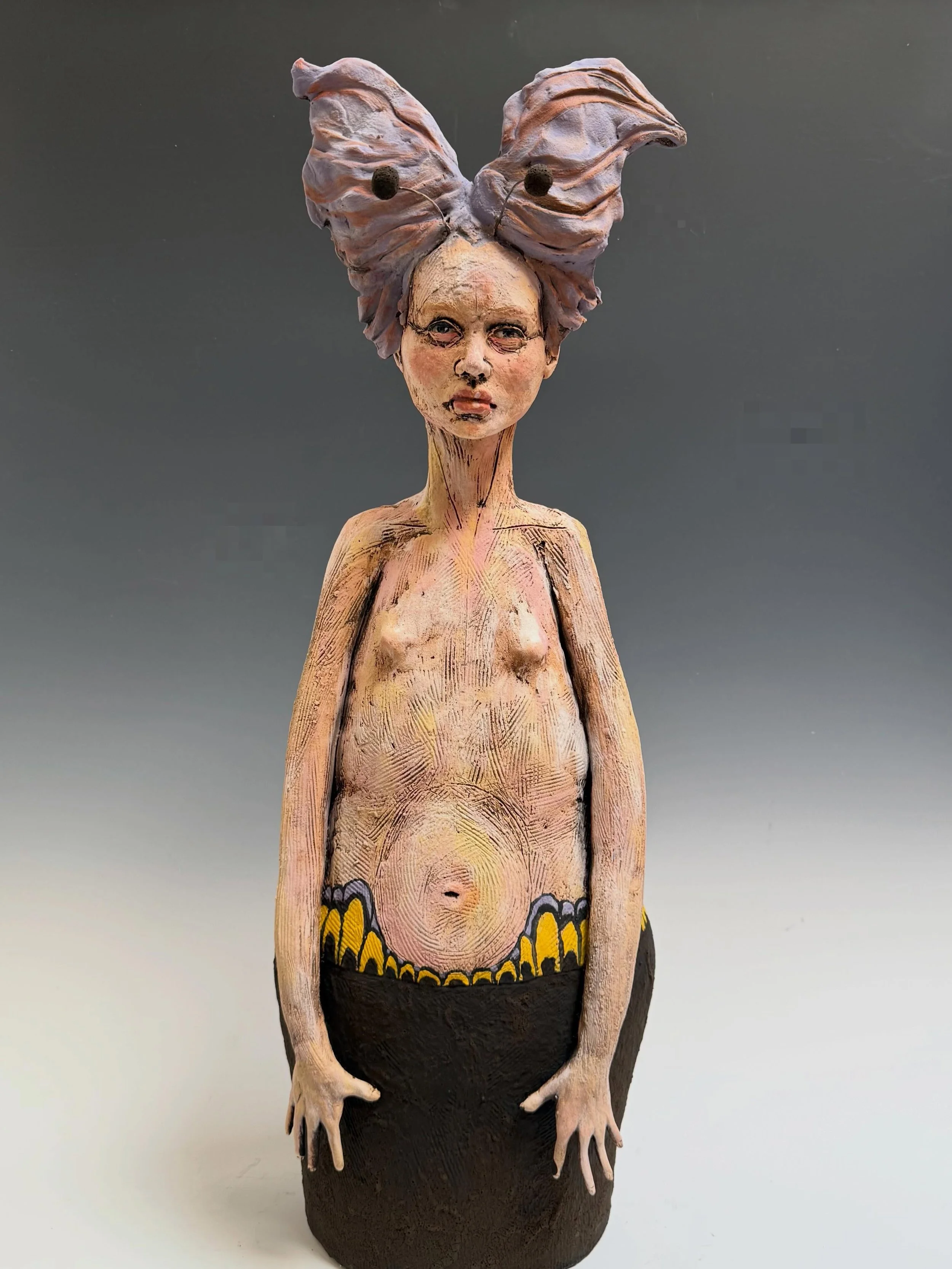 &ldquo;Metamorphosis &ldquo; 25&rdquo;hx10&rdquo;wx6&rdquo;d #nicolemerkenssculpture #eldoradostudiotour #santafeart #butterflygirl
