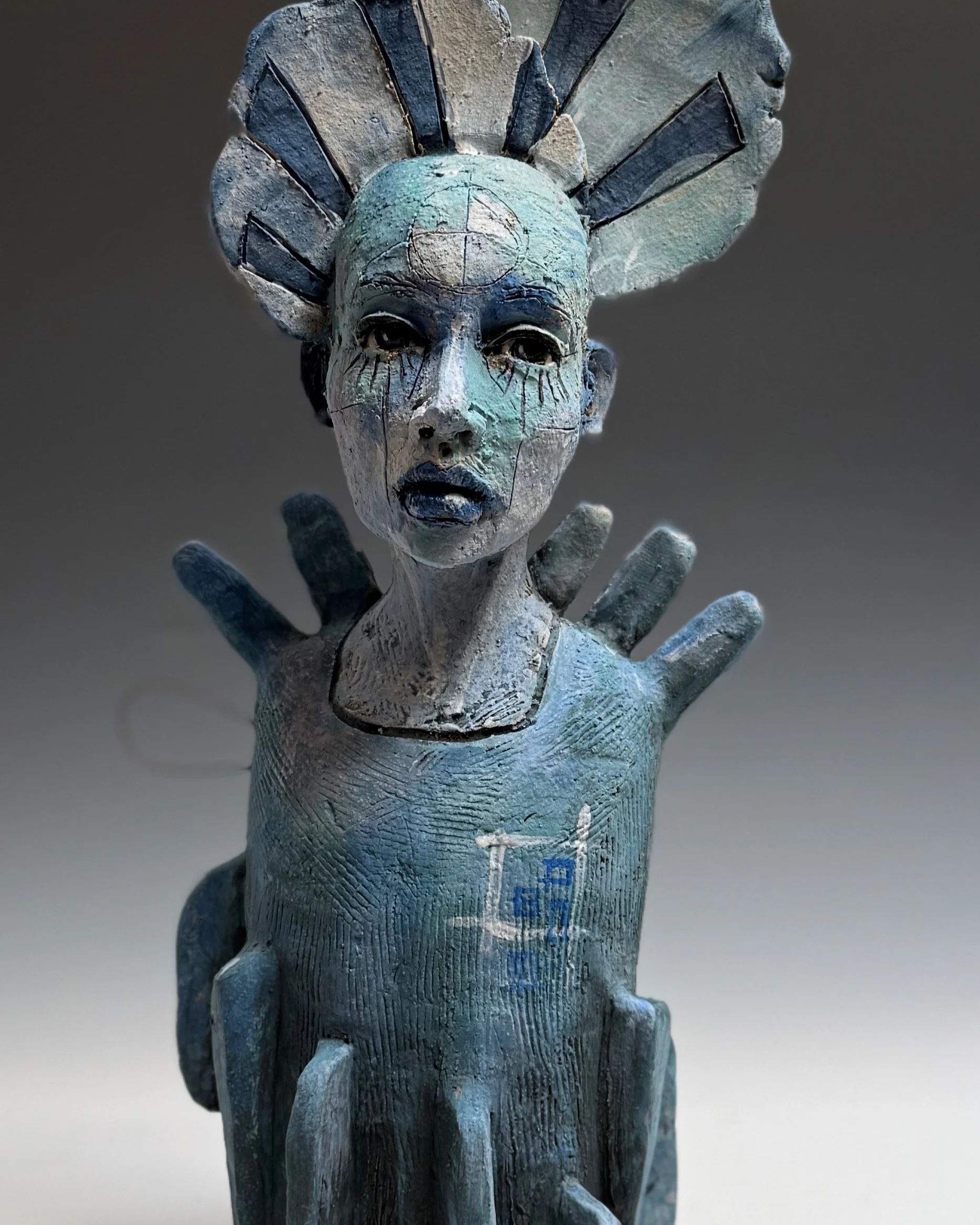 "The Becoming" Clay and Wire. 16"hx7"wx6"d .