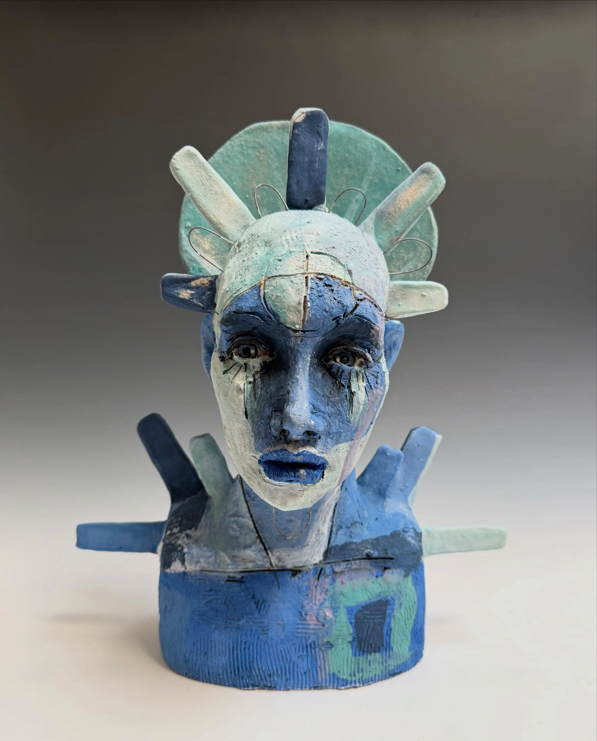 &ldquo;Emenate&rdquo; Clay and Wire 12&rdquo;hx10&rdquo;wx6.5&rdquo;d