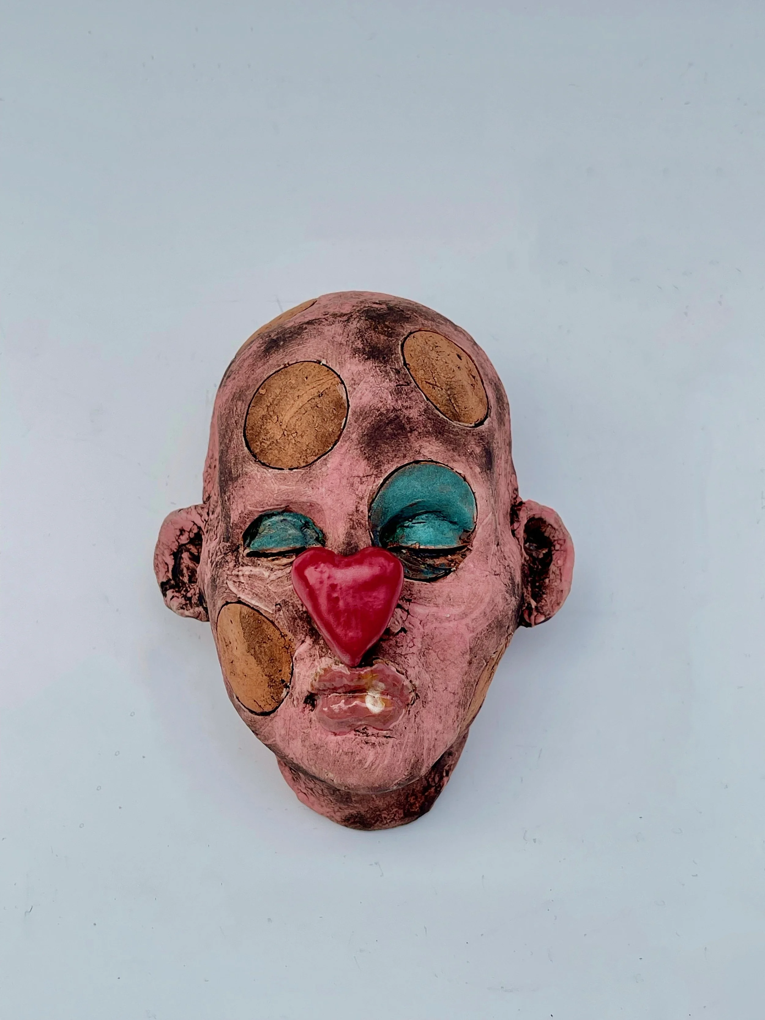 "Polka Dot Heart Nose Wall Head"