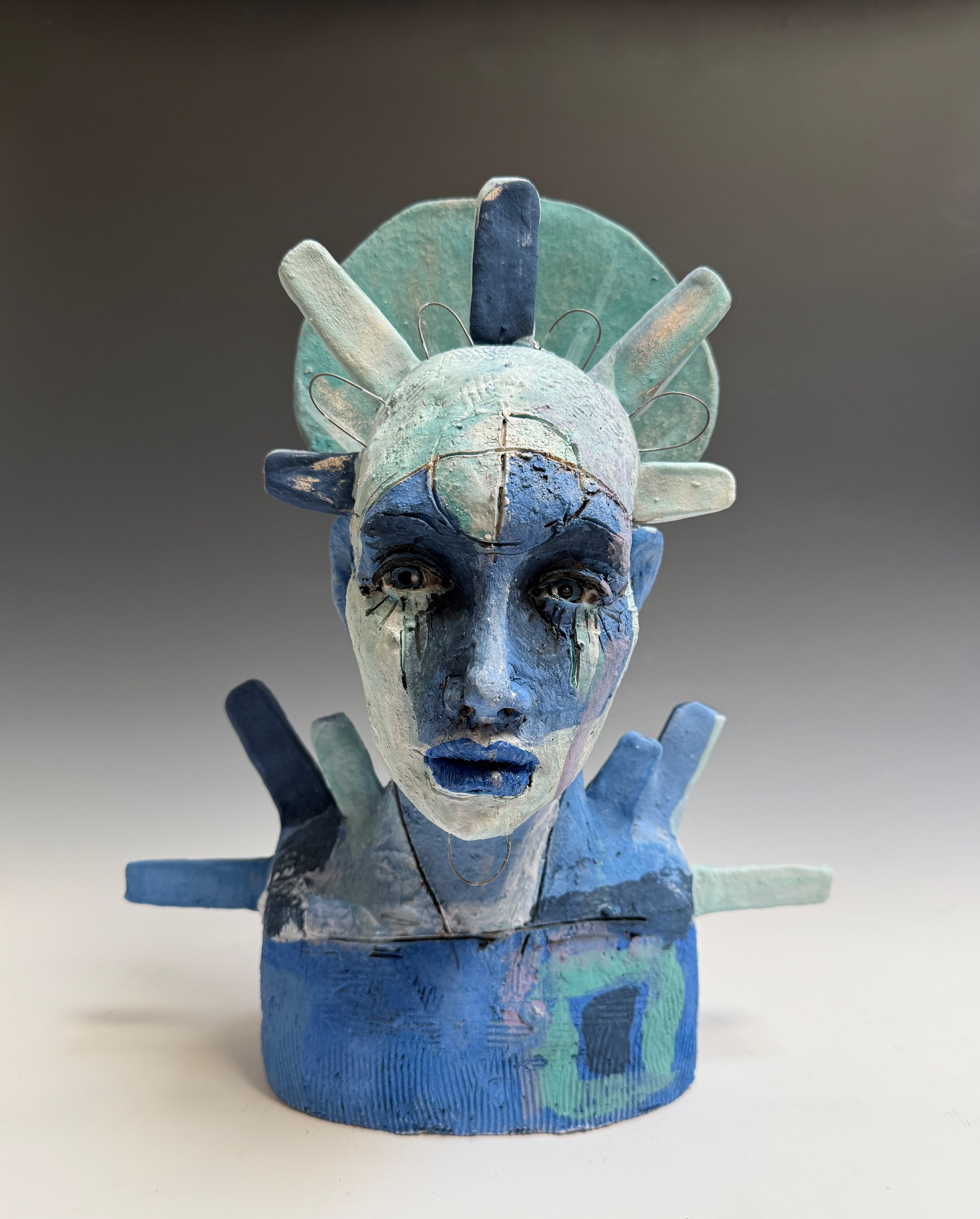 "Emenate" Clay and Wire 12"hx10"wx6.5"d