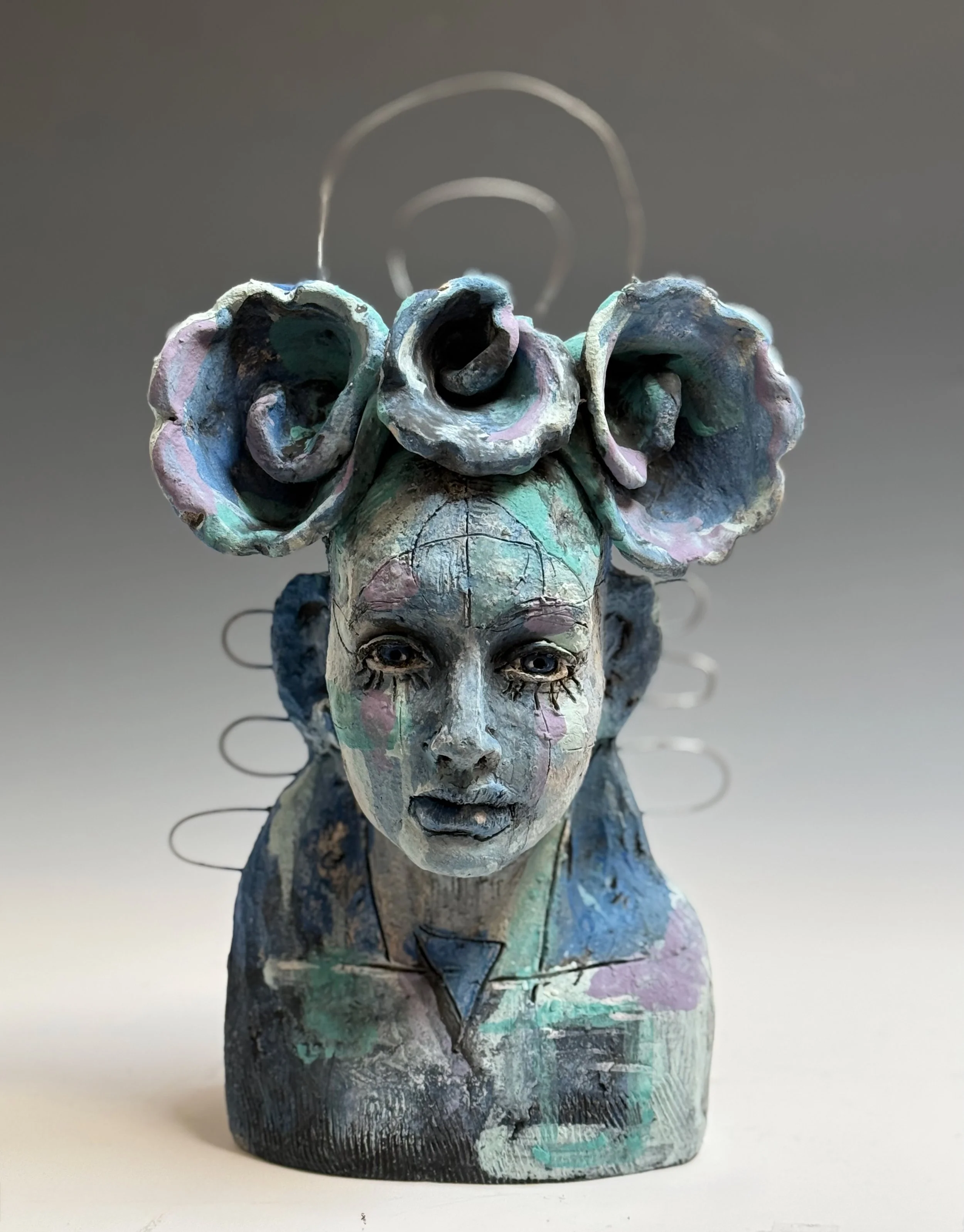 "She Sent Out Vibes" Clay and Wire. 13"hx7.5"wx6"d