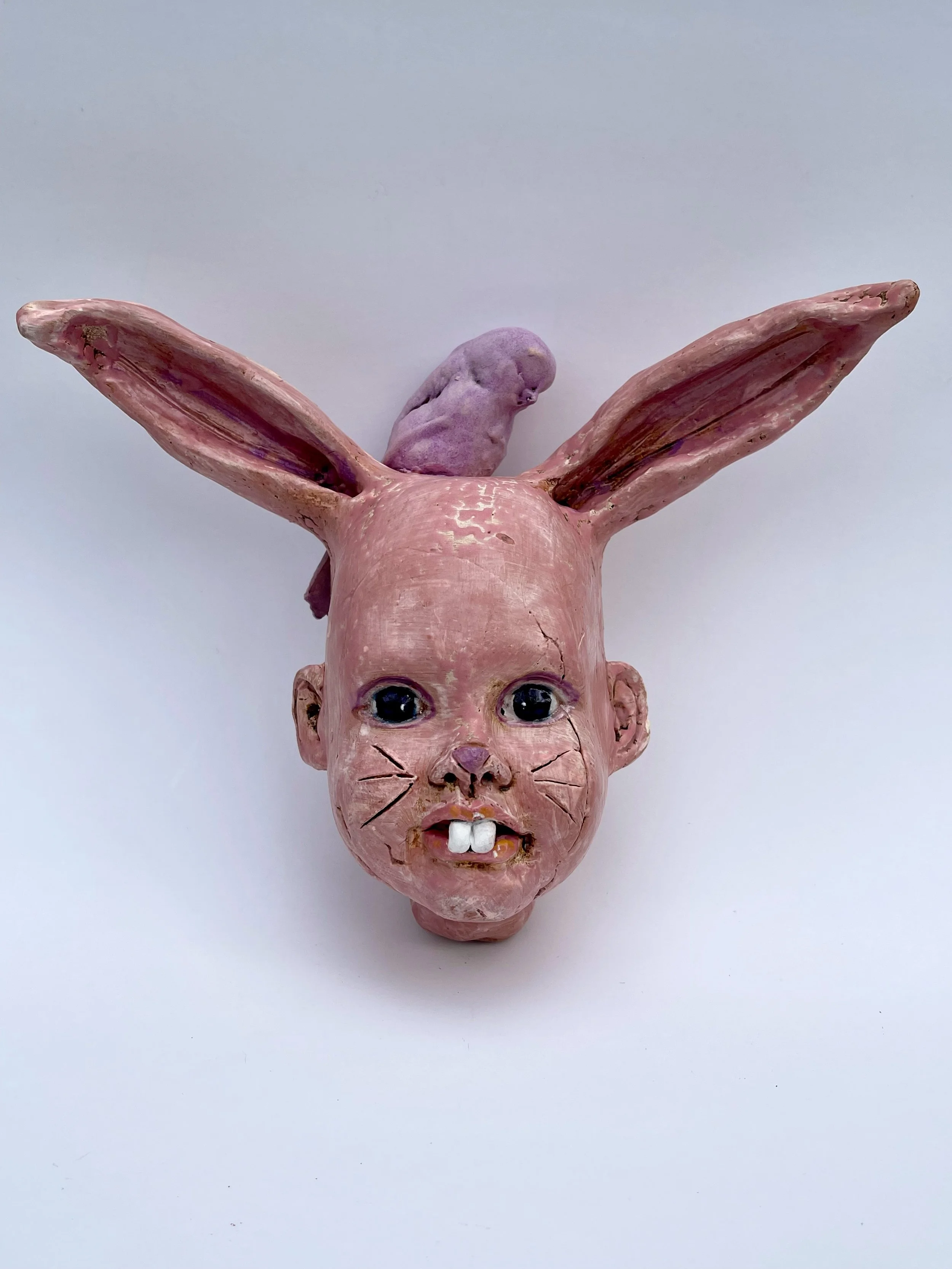 "Bunny Wall Head with bird "