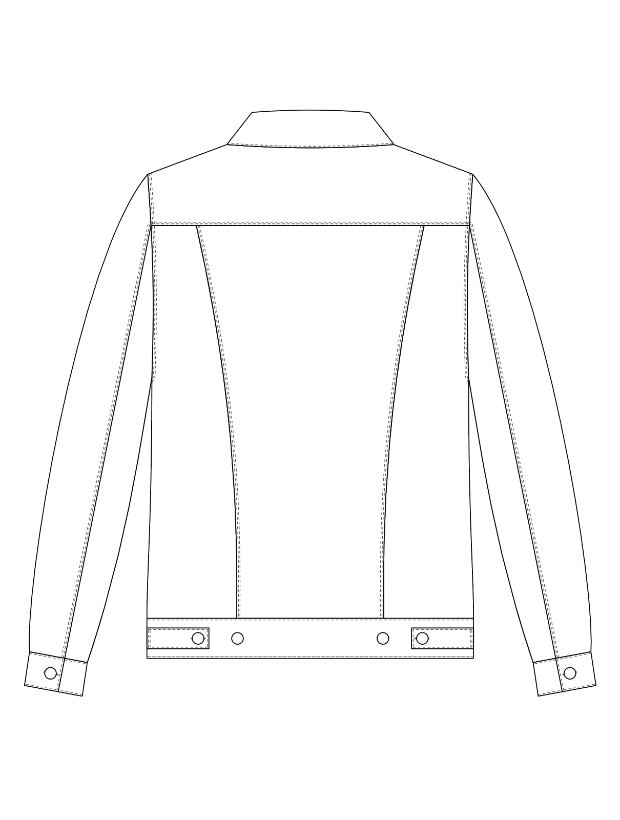 Denim Jacket Front Back Tech Flat — Apparel Tech