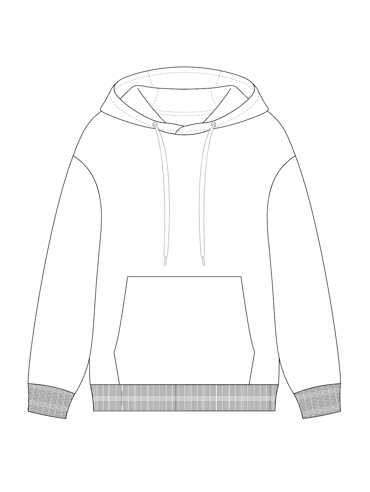 Standard Hoodie - Front & Back Tech Flat — Apparel Database. Tech 