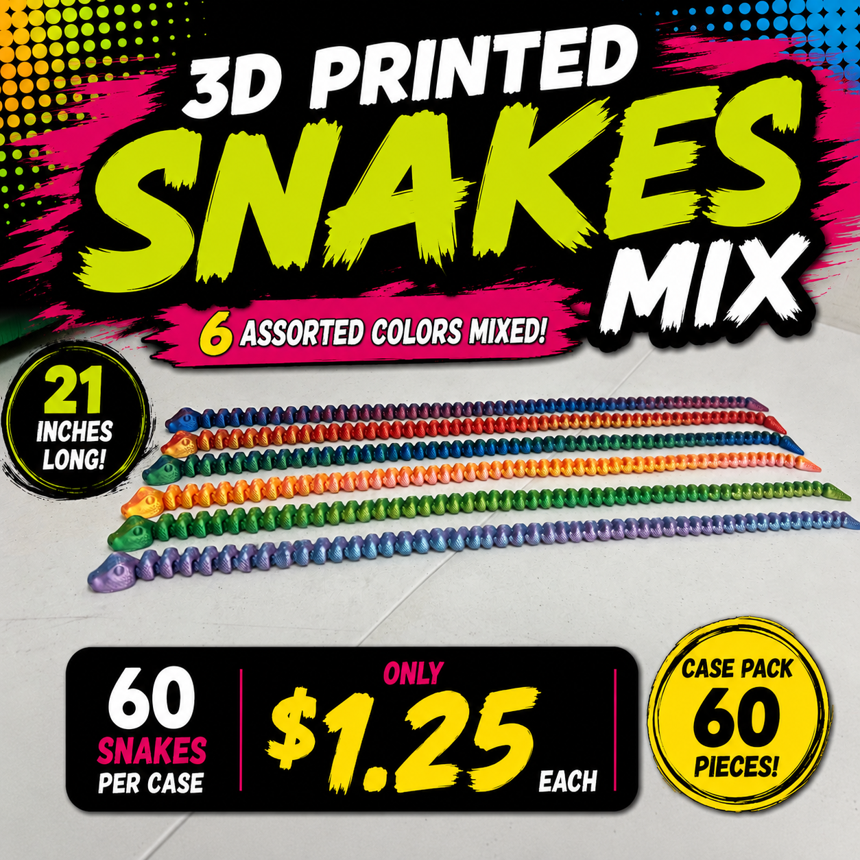 3D Printed Snakes Mix - $1.25 a piece