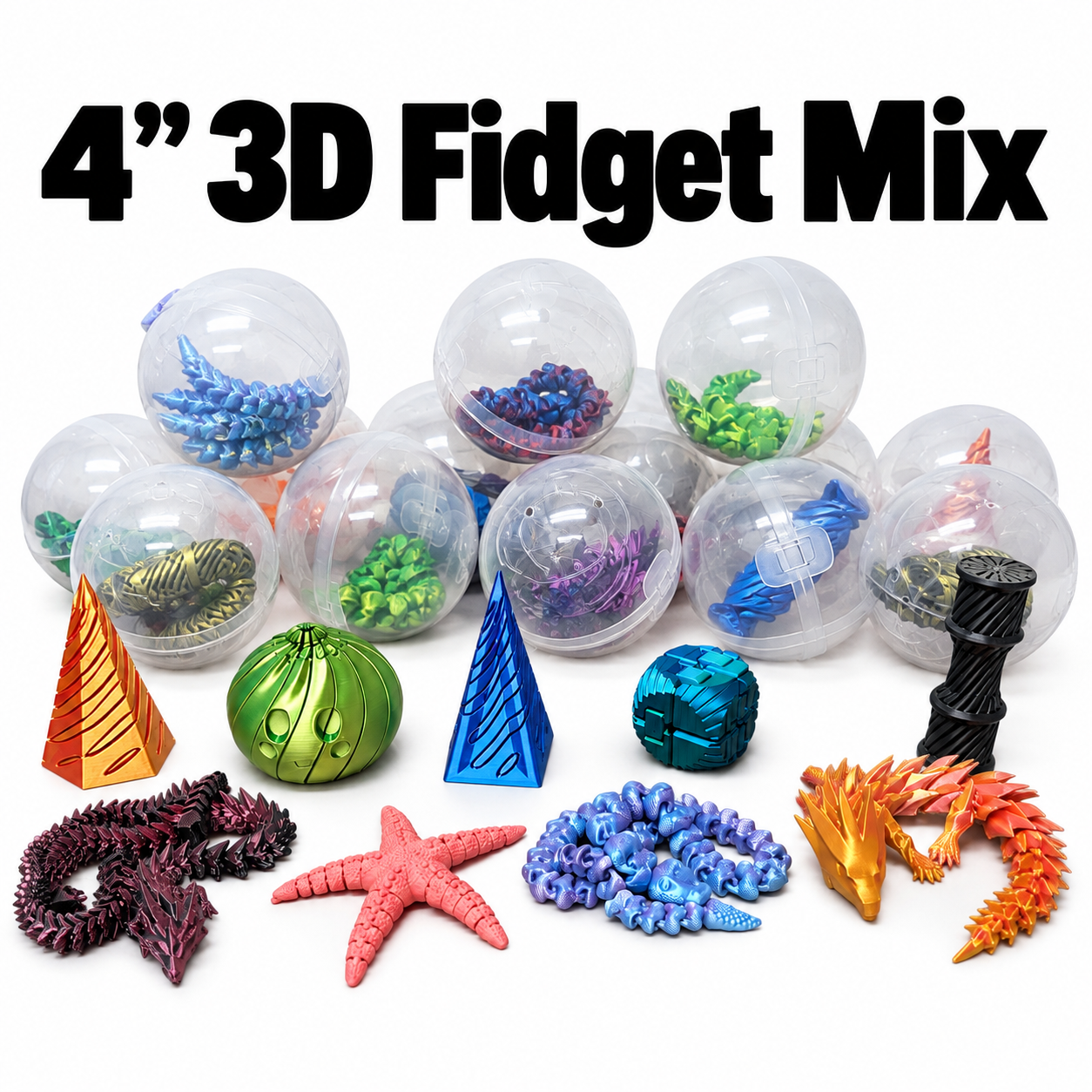 4" 3D Printed Fidget Mix - $2.90 a piece