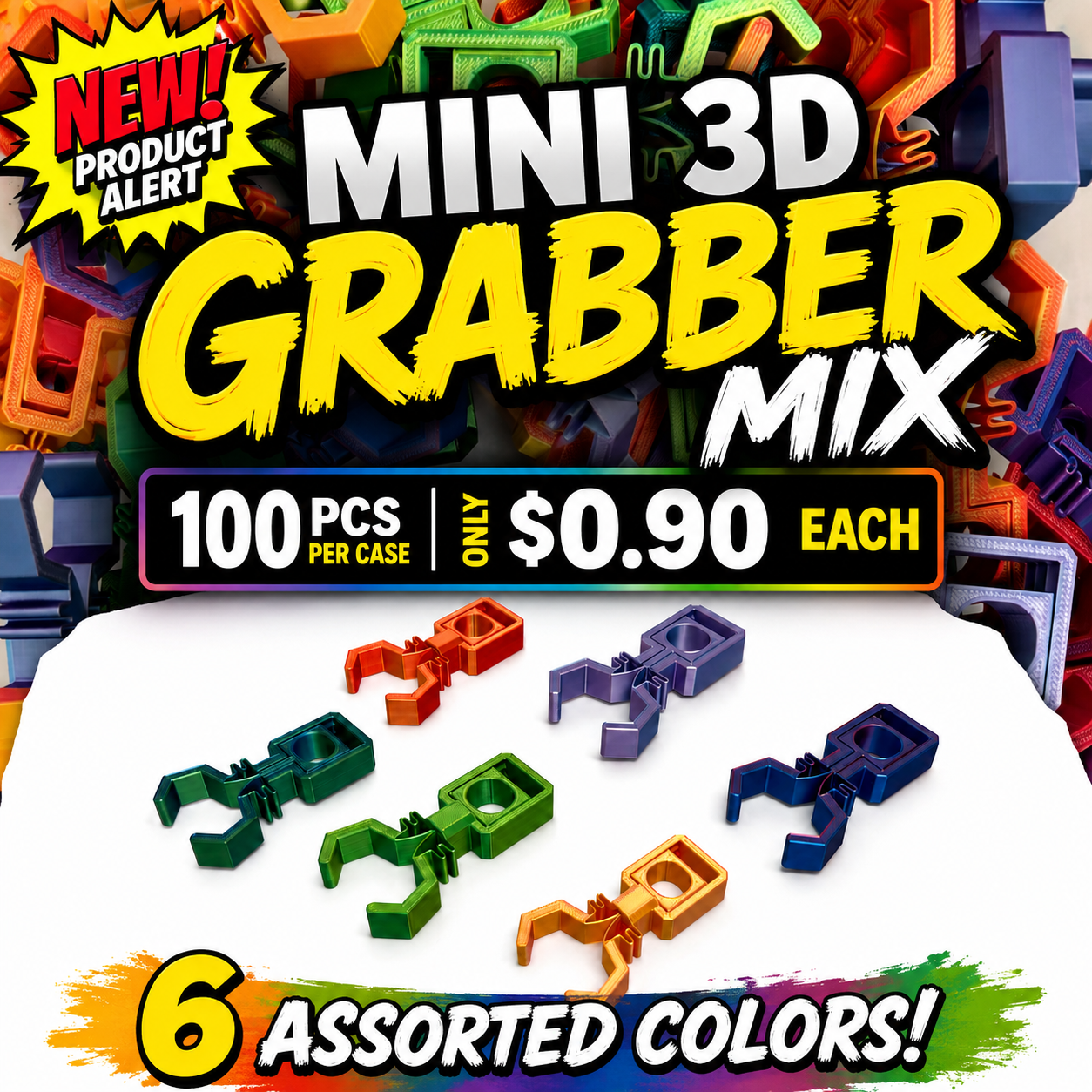 Mini 3D Printed Grabber Mix - $0.90 a piece