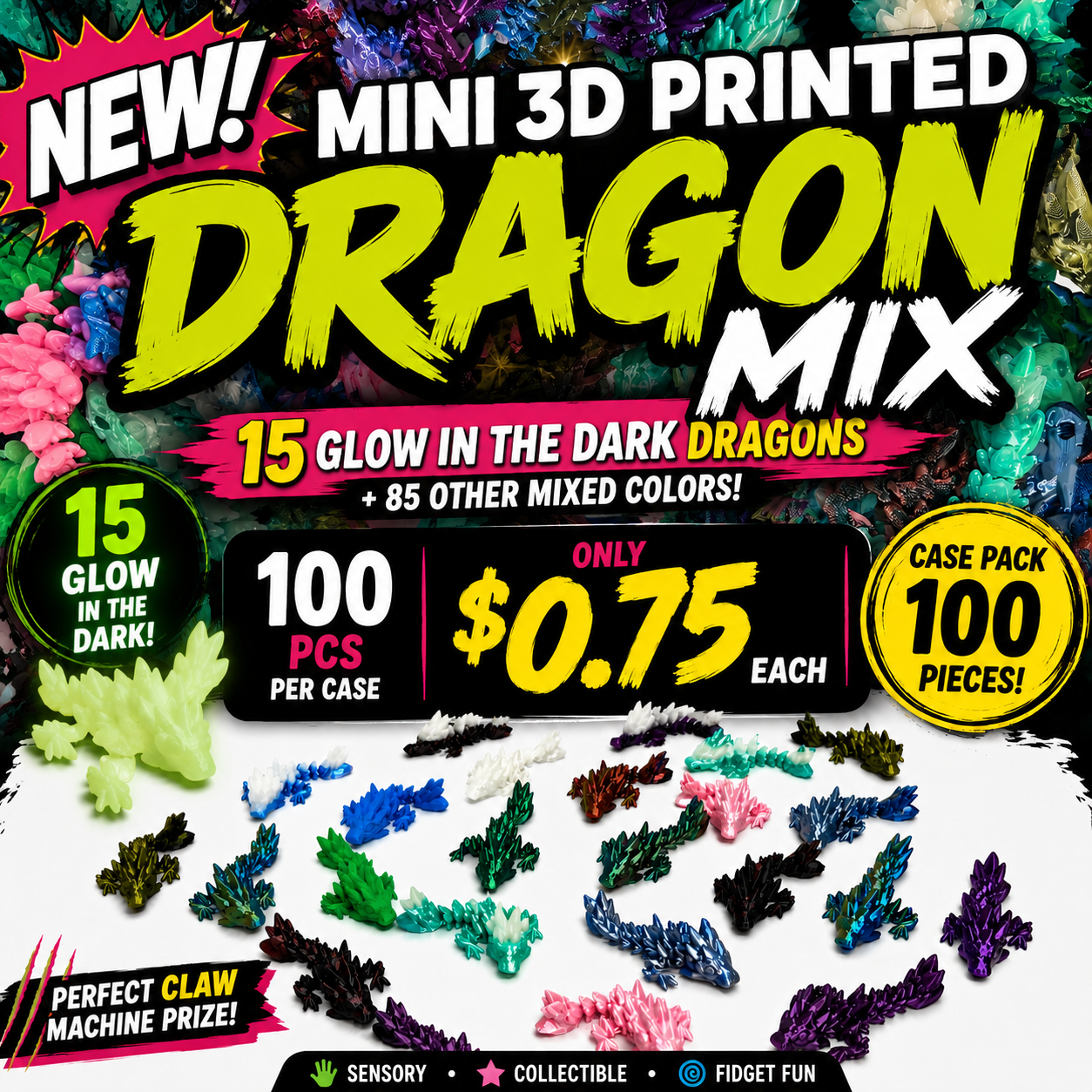 Mini 3D Printed Dragon Mix