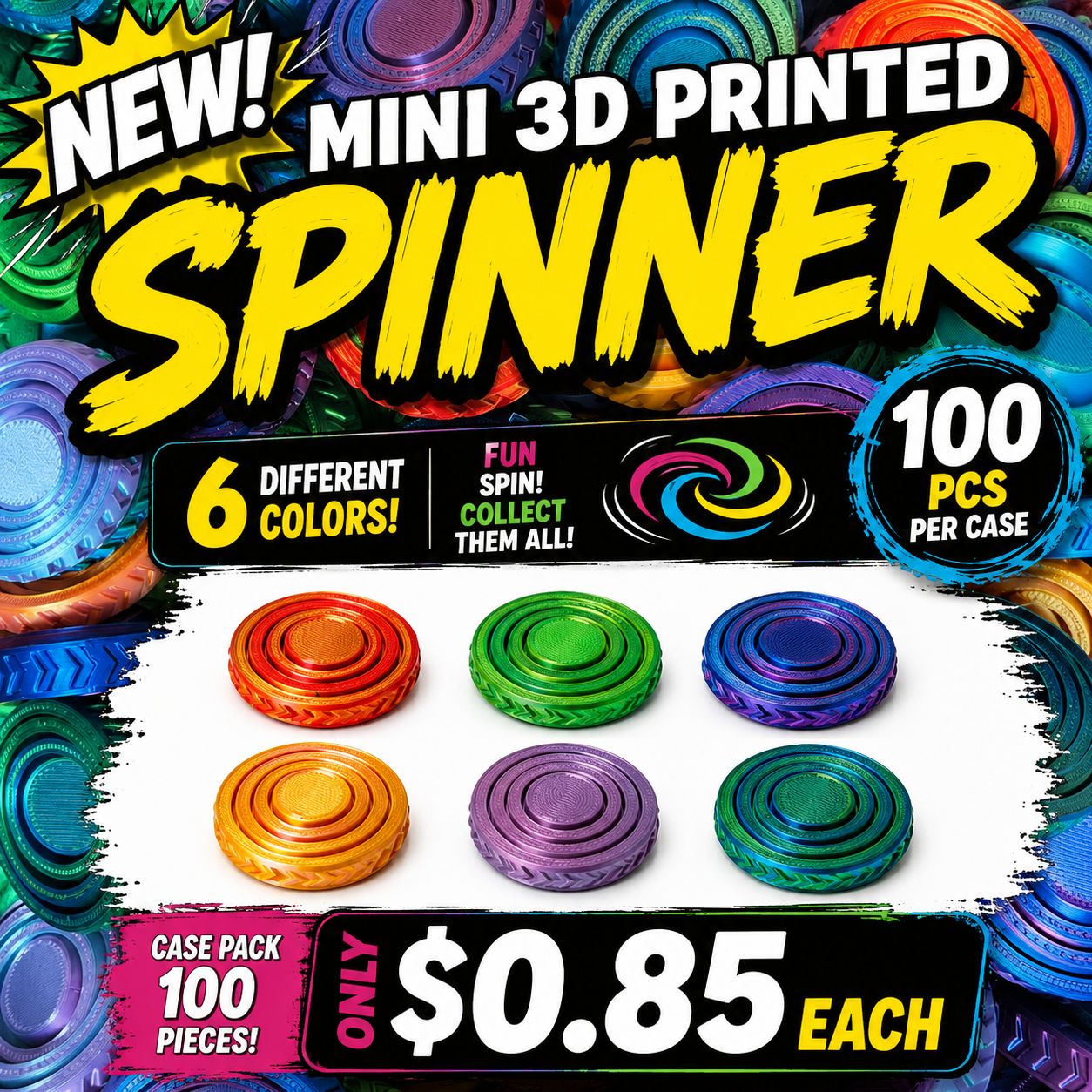 Mini 3D Printed Finger Spinner - $0.85 a piece