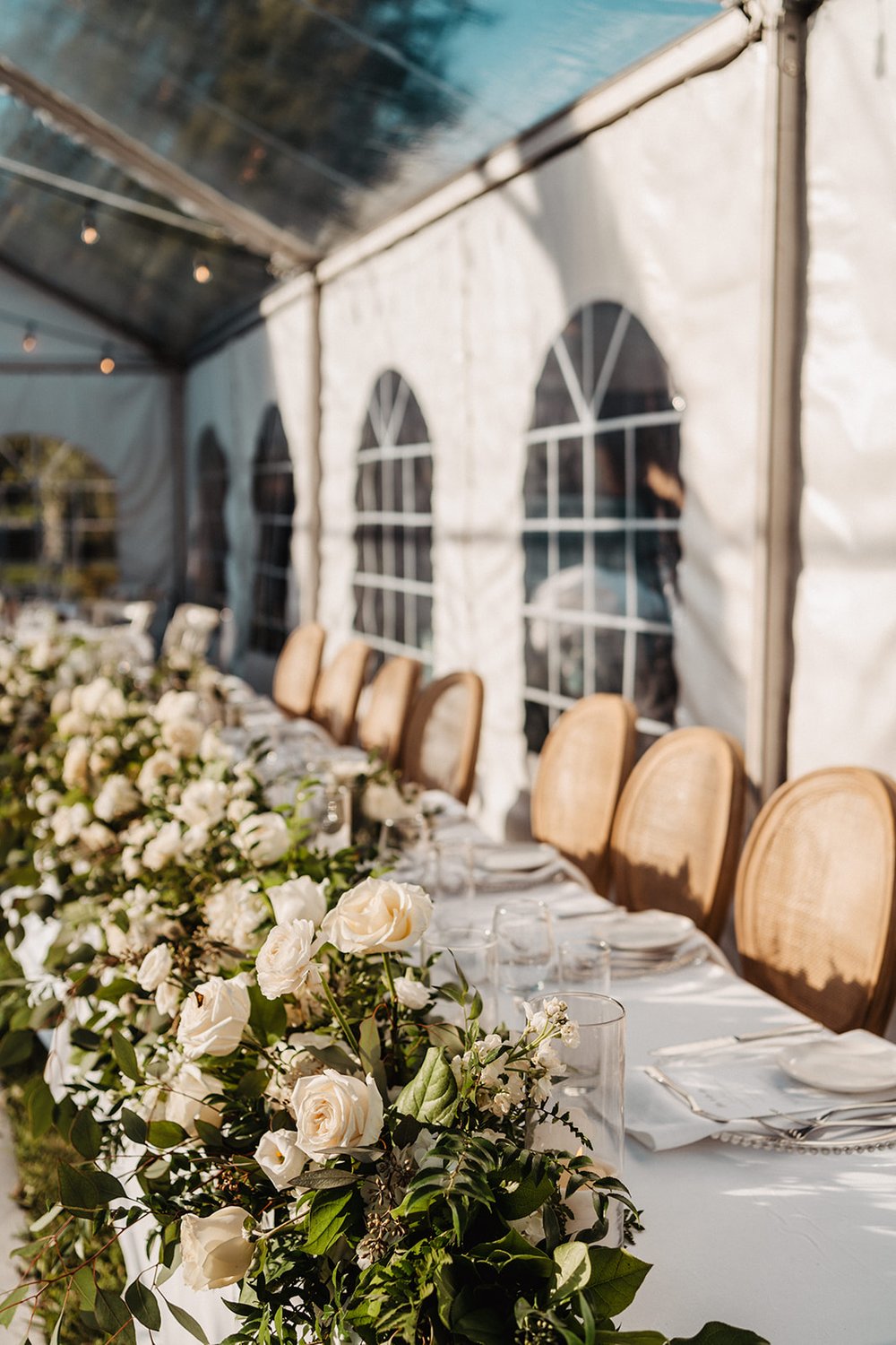 backyard wedding reception table