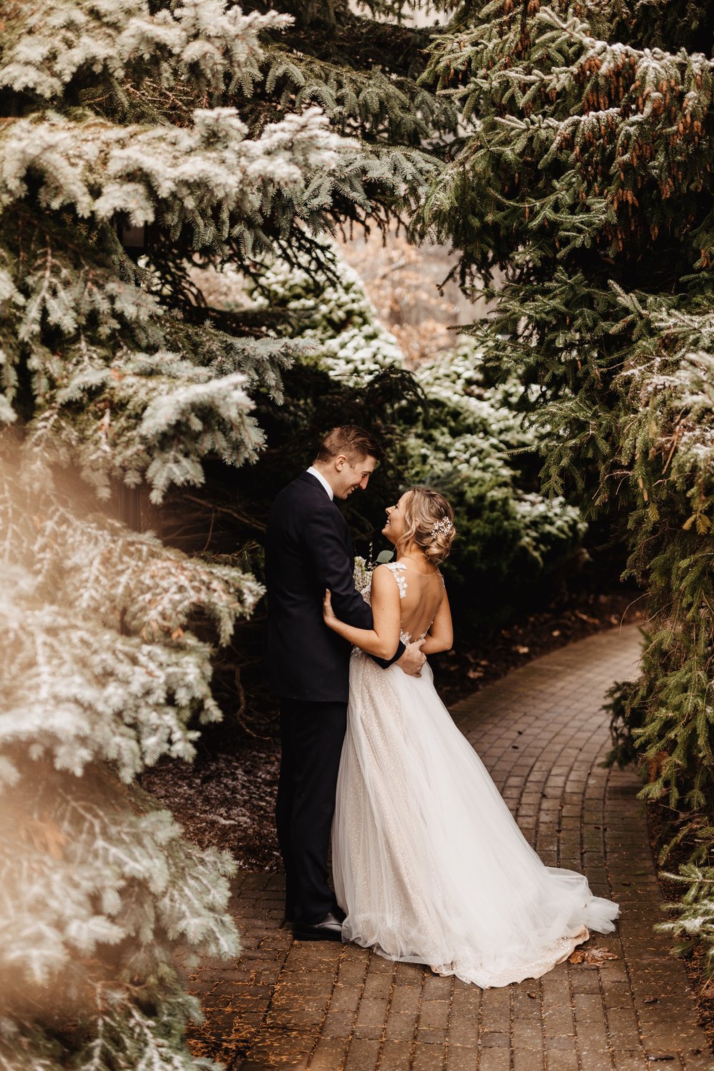 Ontario winter wedding portrait