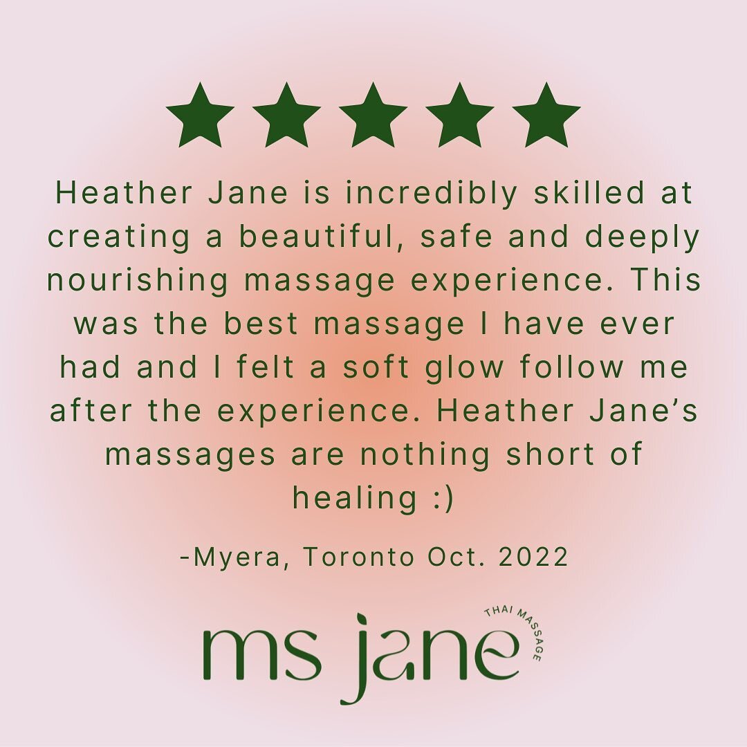 When you get a review like this only hours after the client leaves, that&rsquo;s how you know it made a deep impact on them! It is such an honour when I can help clients feel connected and cared for through Thai Massage, especially when they&rsquo;ve