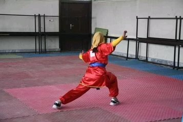 A window into wushu practice in Kabul.