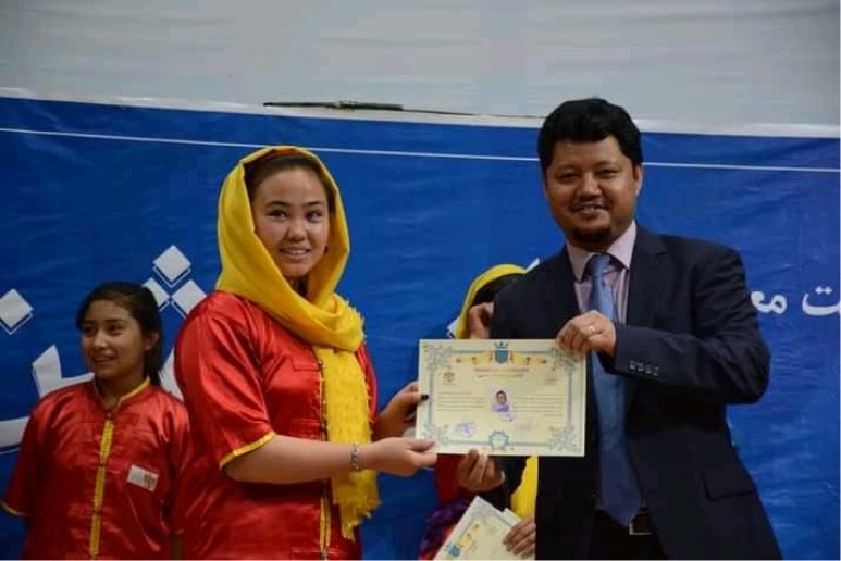 Shahnaz poses for a photo after her performace.