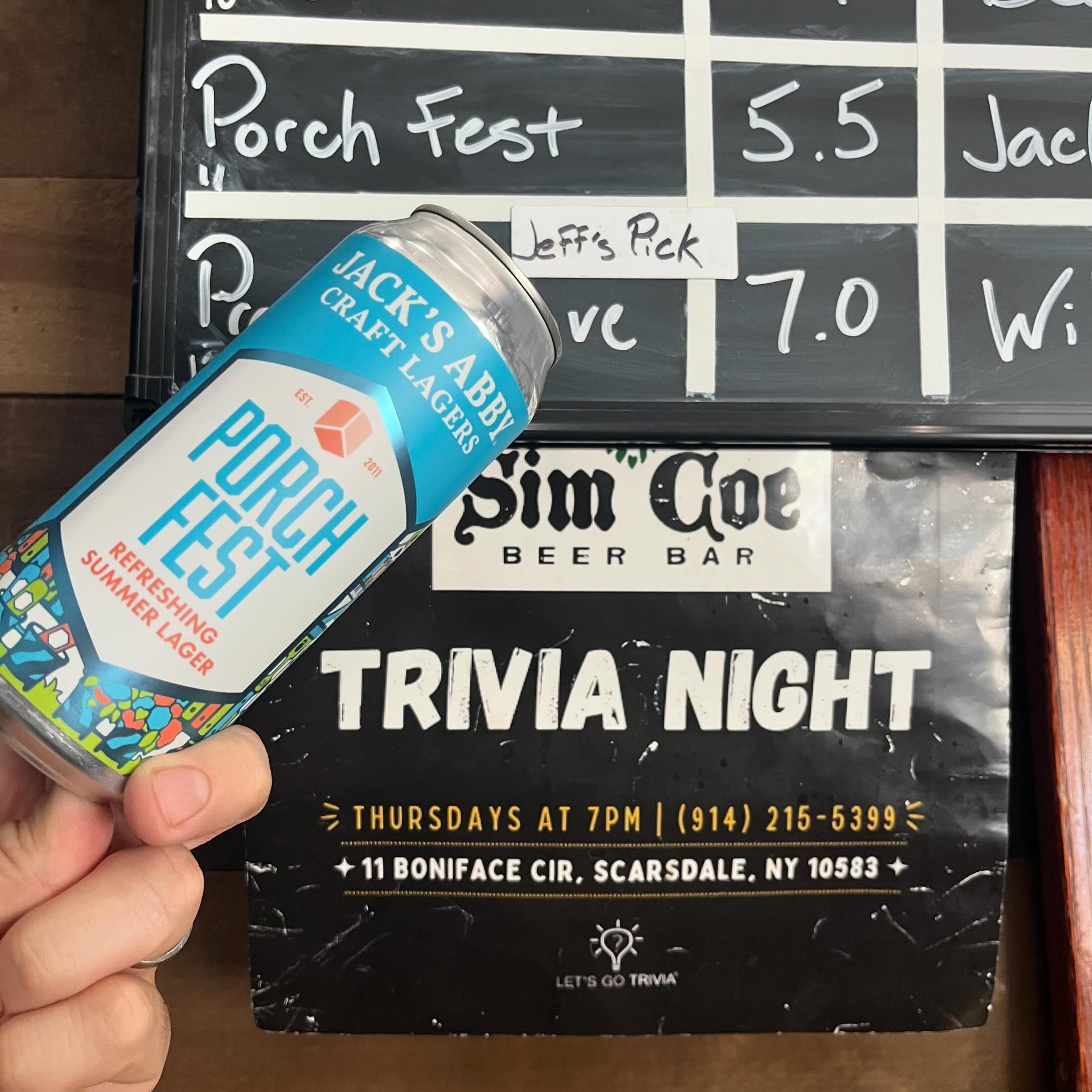 What's better than Trivia Night at Sim Coe? Sponsored Trivia Night at Sim Coe! 
.
Come through tonight to play some very fun trivia and meet some of the fine folks from Jack's Abby. One of those fine folks might even be a familiar face if you've been