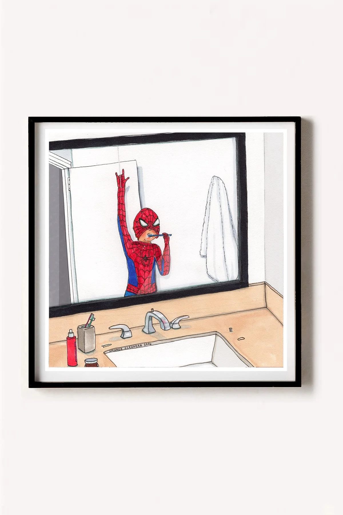 Spiderman Brushing Teeth_Framed_web .jpg