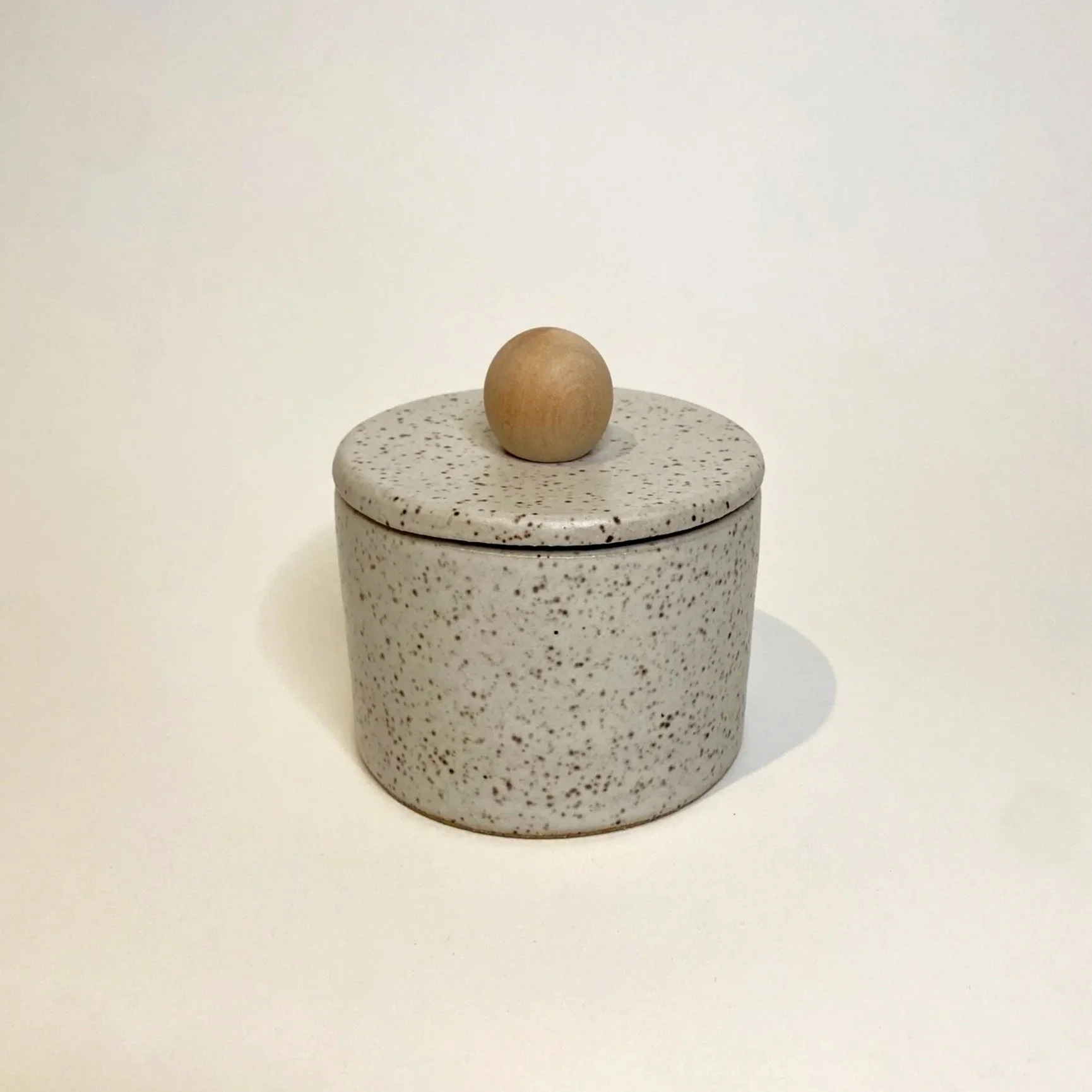 speckled lidded jar