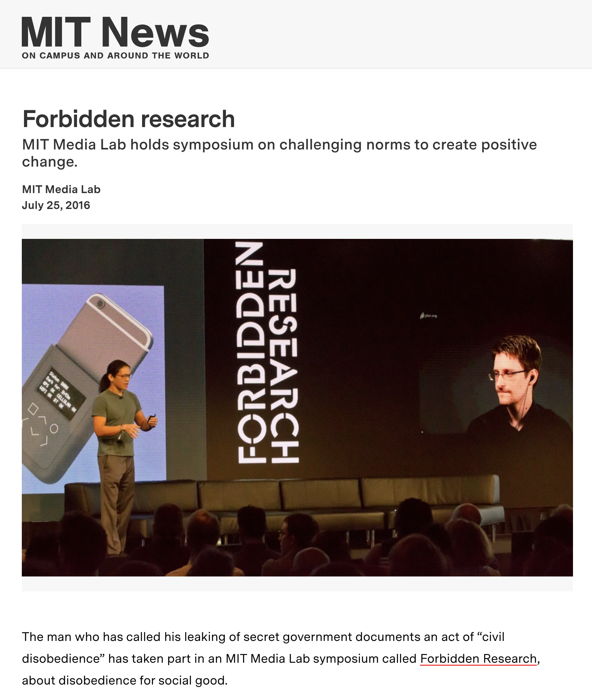 MIT Forbidden research conference