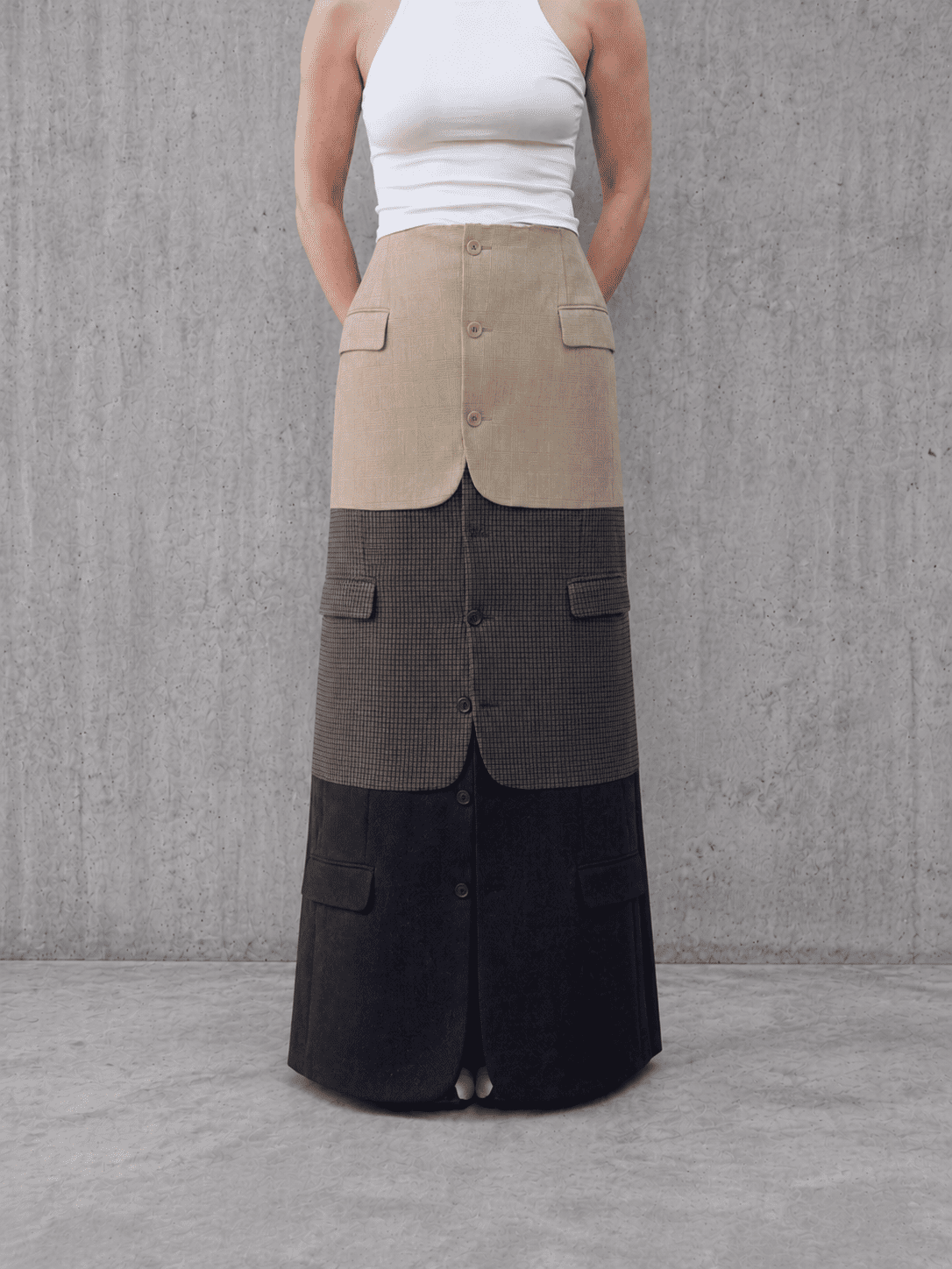 Blazer Maxi Skirt Beige Blue Front.png