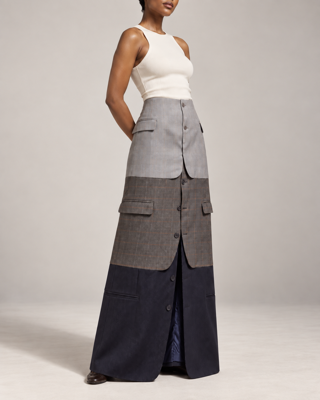 Maxi Blazer Skirt (Grey/Blue)