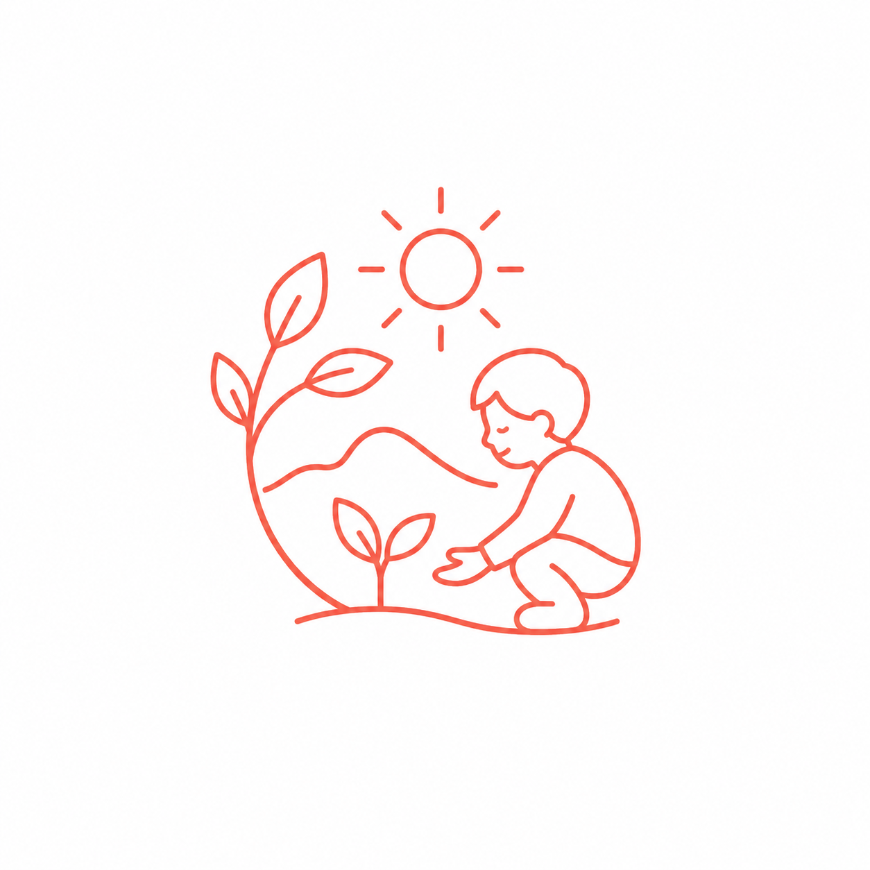 Child connecting with nature on the ground